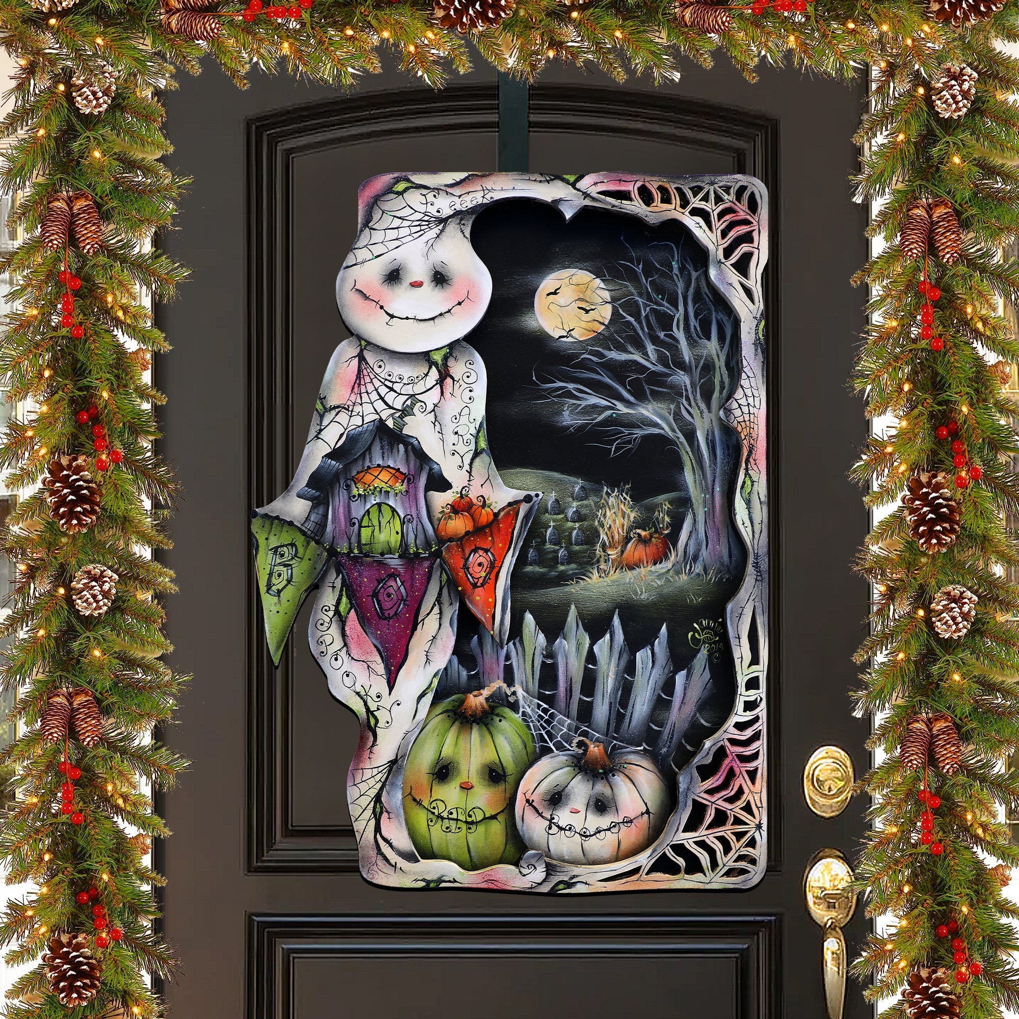 Night of the Pumpkins Holiday Door Decor by Jamie Mills-Price - Halloween Decor - 8611078H-MP