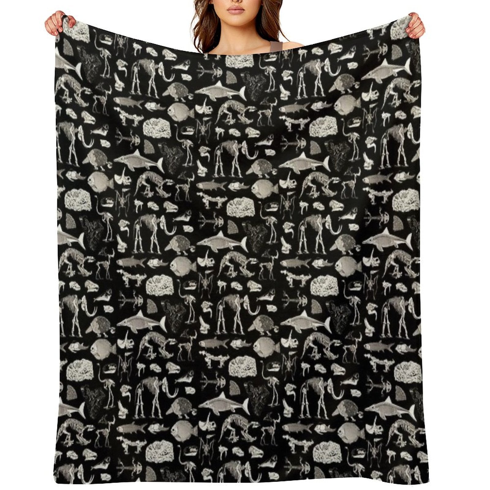 Paleontology Illustration Throw Blanket