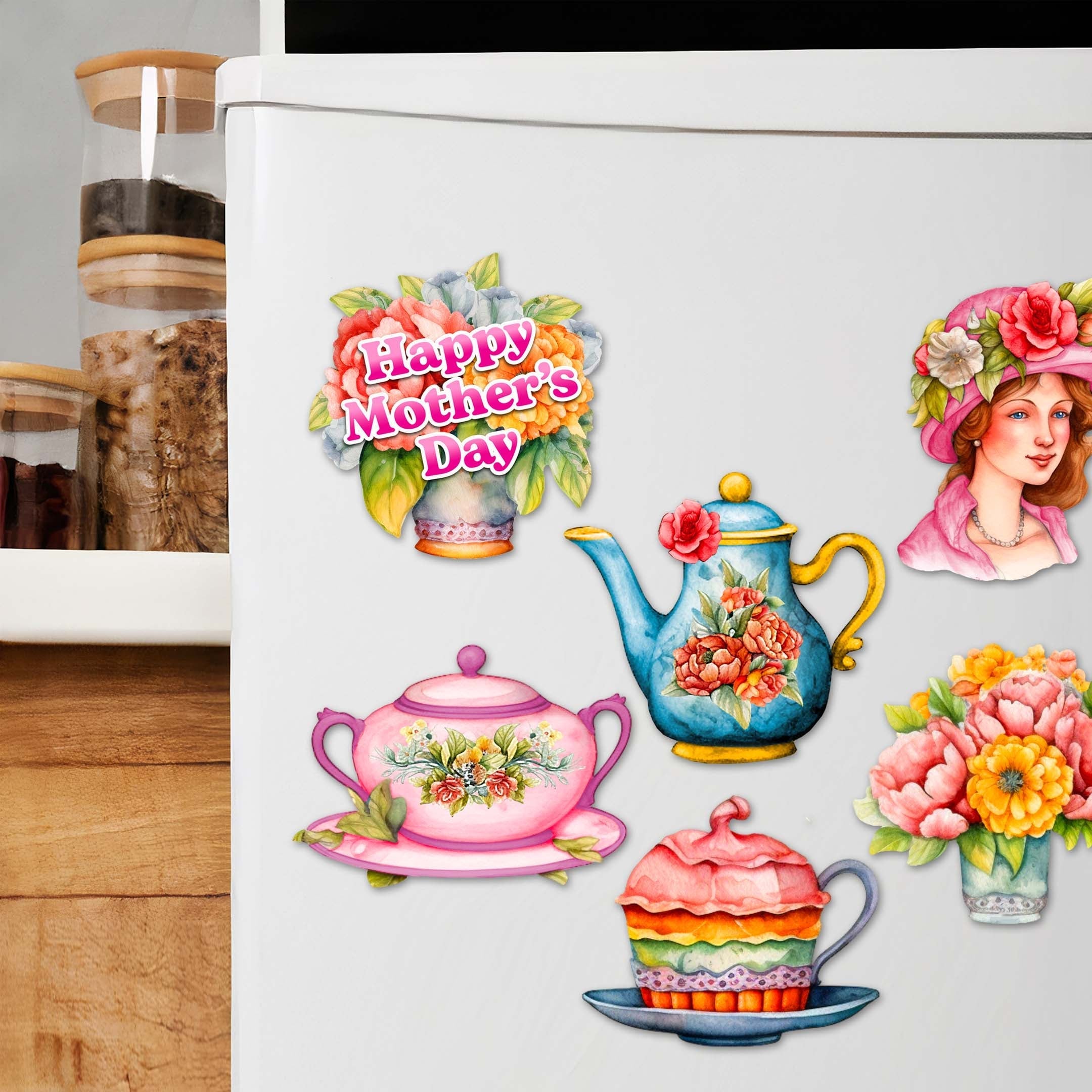 Happy Mother&amp;#39;s Day Decorative Eco Wood Magnets Set of 6 by G. Debrekht - Family Love Decor - 8090059G-S6