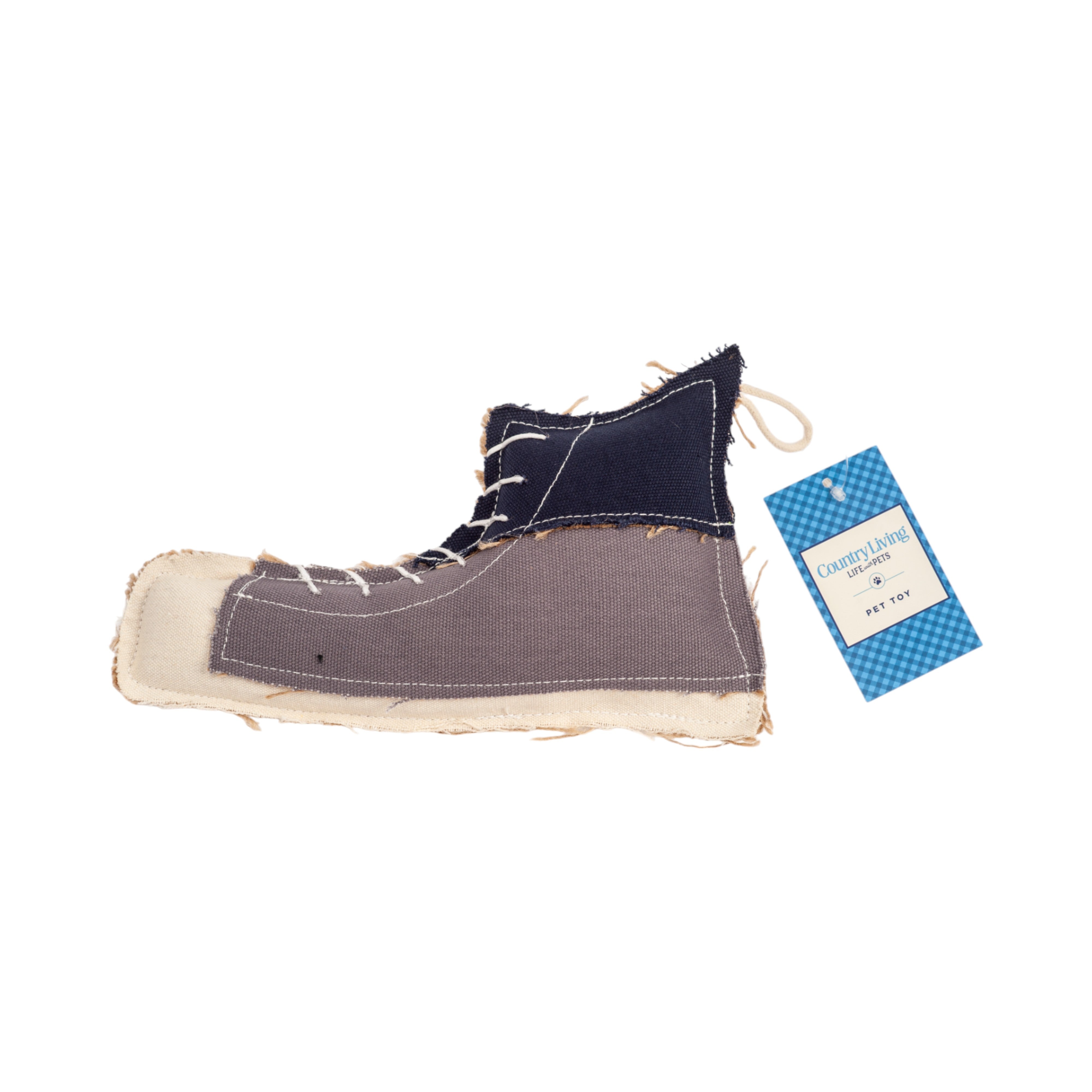 Country Living Canvas &amp;amp; Jute Shoe-Shaped Dog Chew Toy – Durable, Safe and Non-Toxic