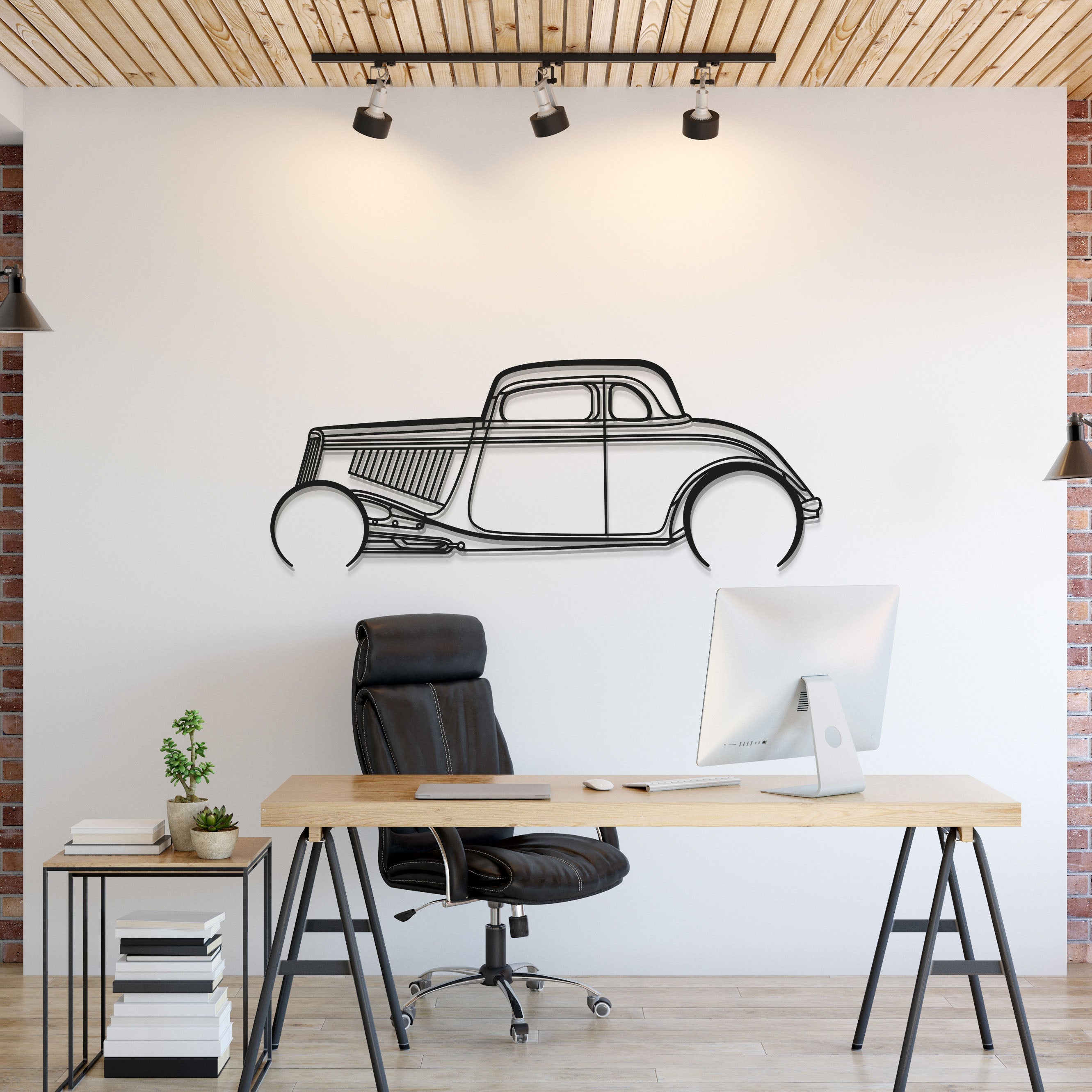 1934 HIGHBOY DETAILED METAL CAR WALL ART - MT0018