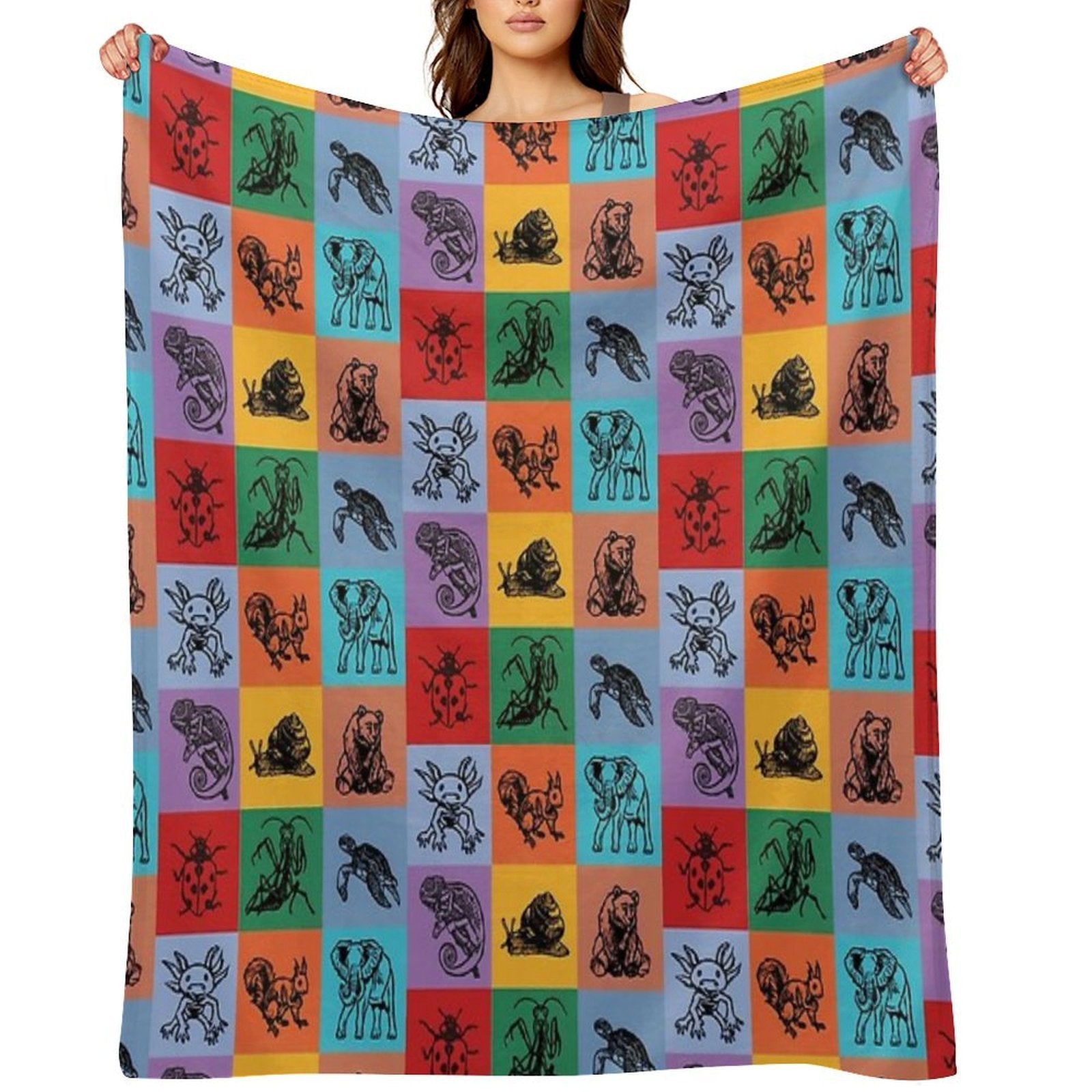 Animals Patchwork Throw Blanket