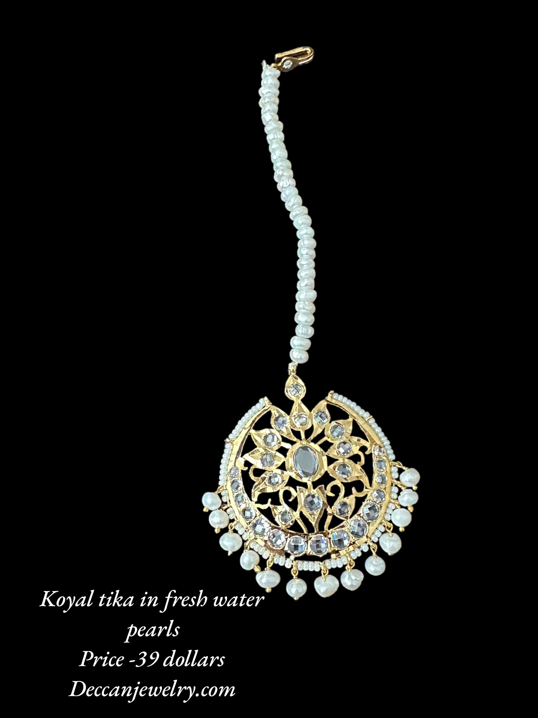 DJTK205 Koyal fresh water  pearl  tika ( READY TO SHIP )
