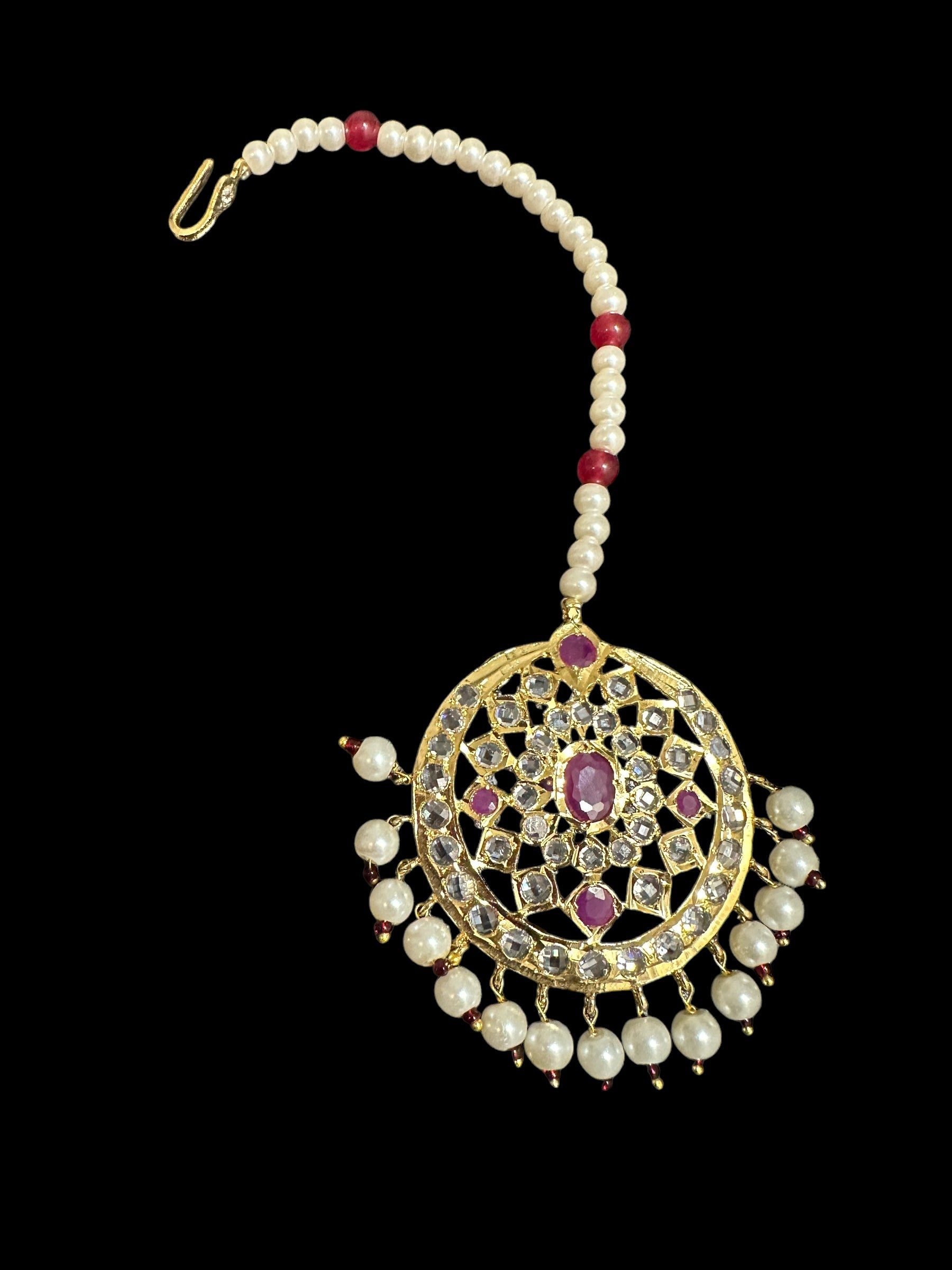 DJTK334 Zeba tika in pearls - ruby ( READY TO SHIP )