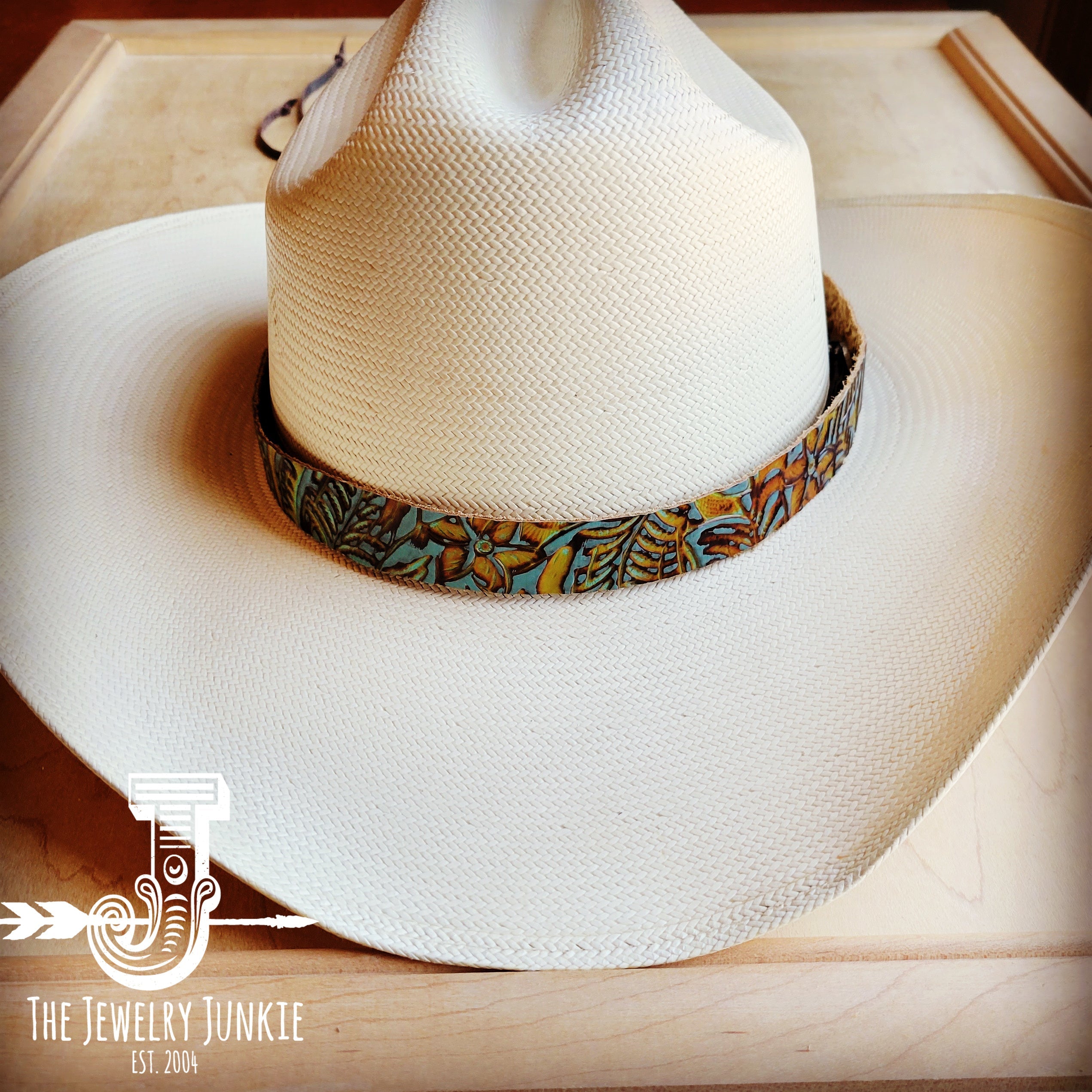 **Dallas Turquoise Embossed Leather Hat Band Only 950h