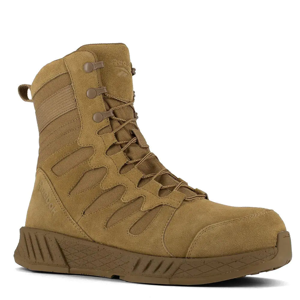 Style Loft Collection x Reebok Floatride Energy Safety Toe 8in Tactical Side Zipper Military Boots, (Size Men 9 US / Women 10.5 US)