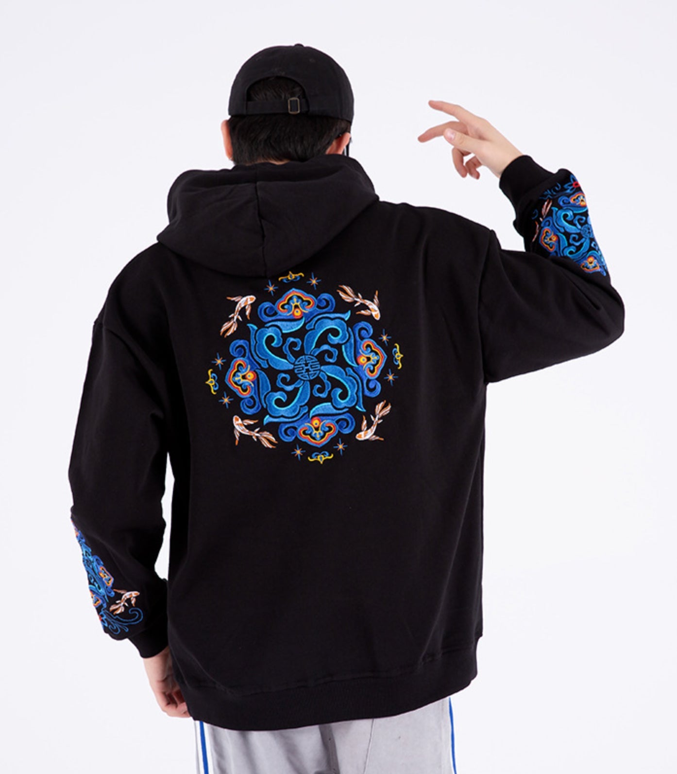 KH9201 Fish Art Embroidery Hoodie