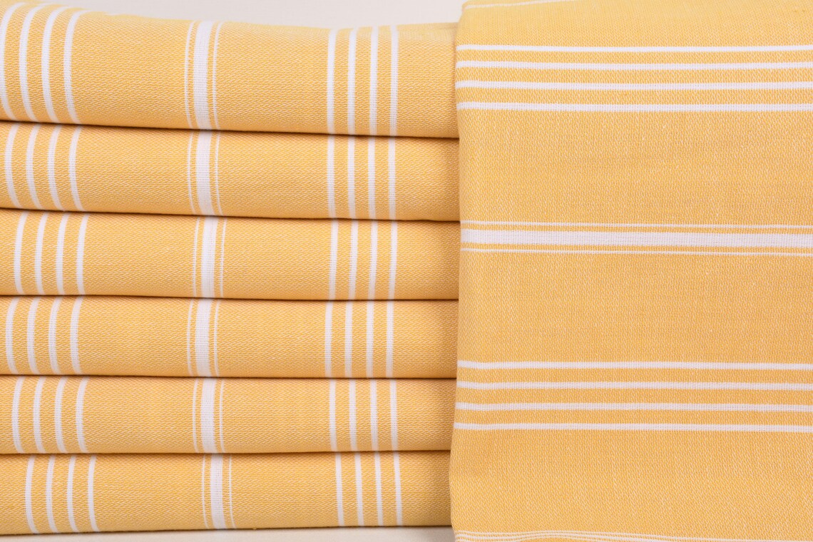 Basiclayersca Mustard Monaco Turkish Towel 40 Inch by 70 Inch Eco Friendly Quick Drying Absorbent Beach Bath Scarf Blanket - Clothing | Premium...