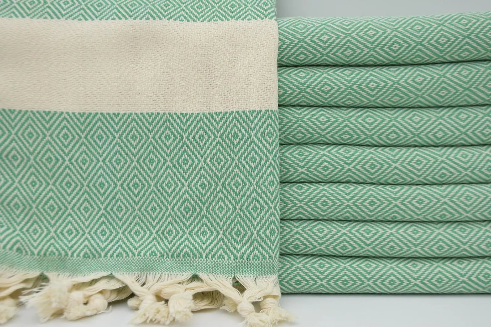 Basiclayersca Green Venice Turkish Towel 100 Percent Cotton - Premium Quality Bath Towels | Fast Shipping &amp;amp; Returns