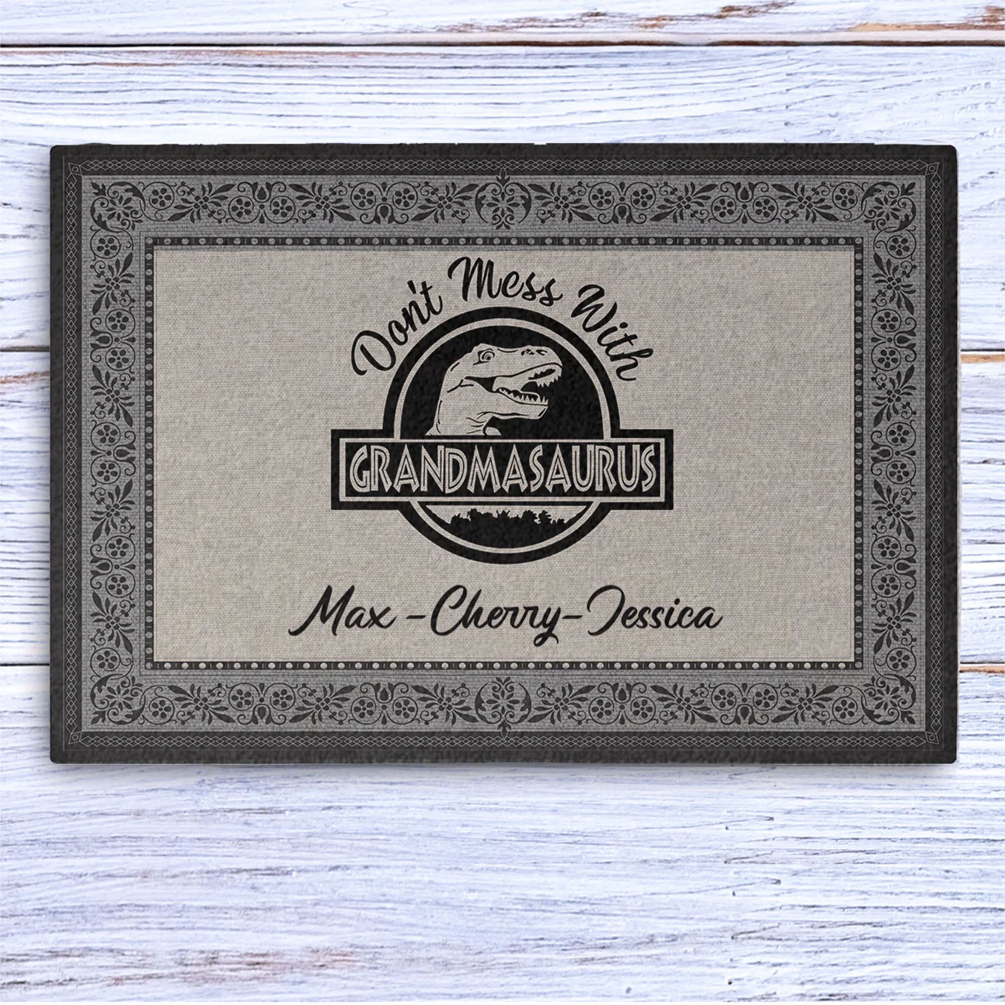 Don&amp;#39;t Mess With Grandmasaurus Personalized Custom Doormat