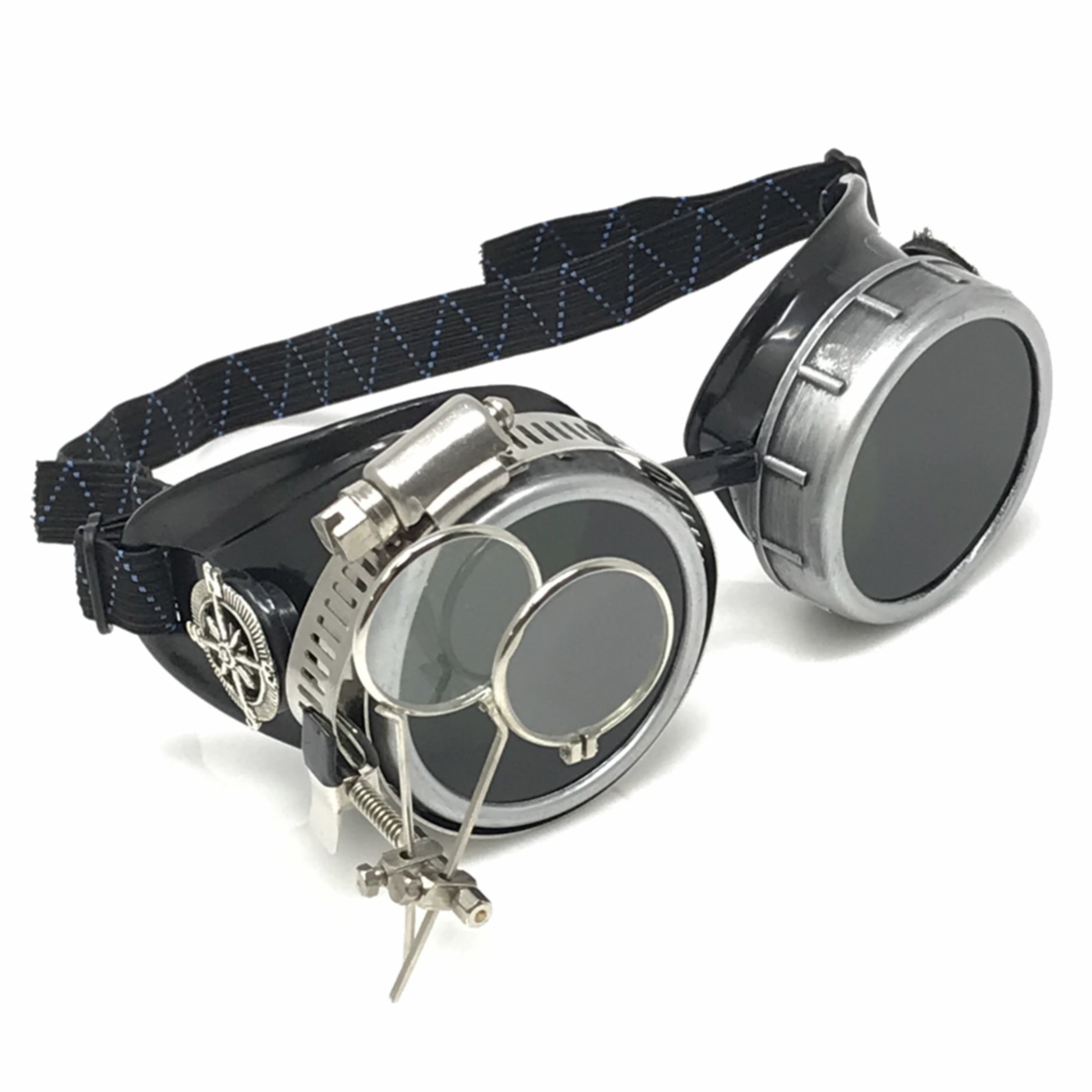 Diesel goth punk Vespa Goggles with magnifying eye loupes black lenses