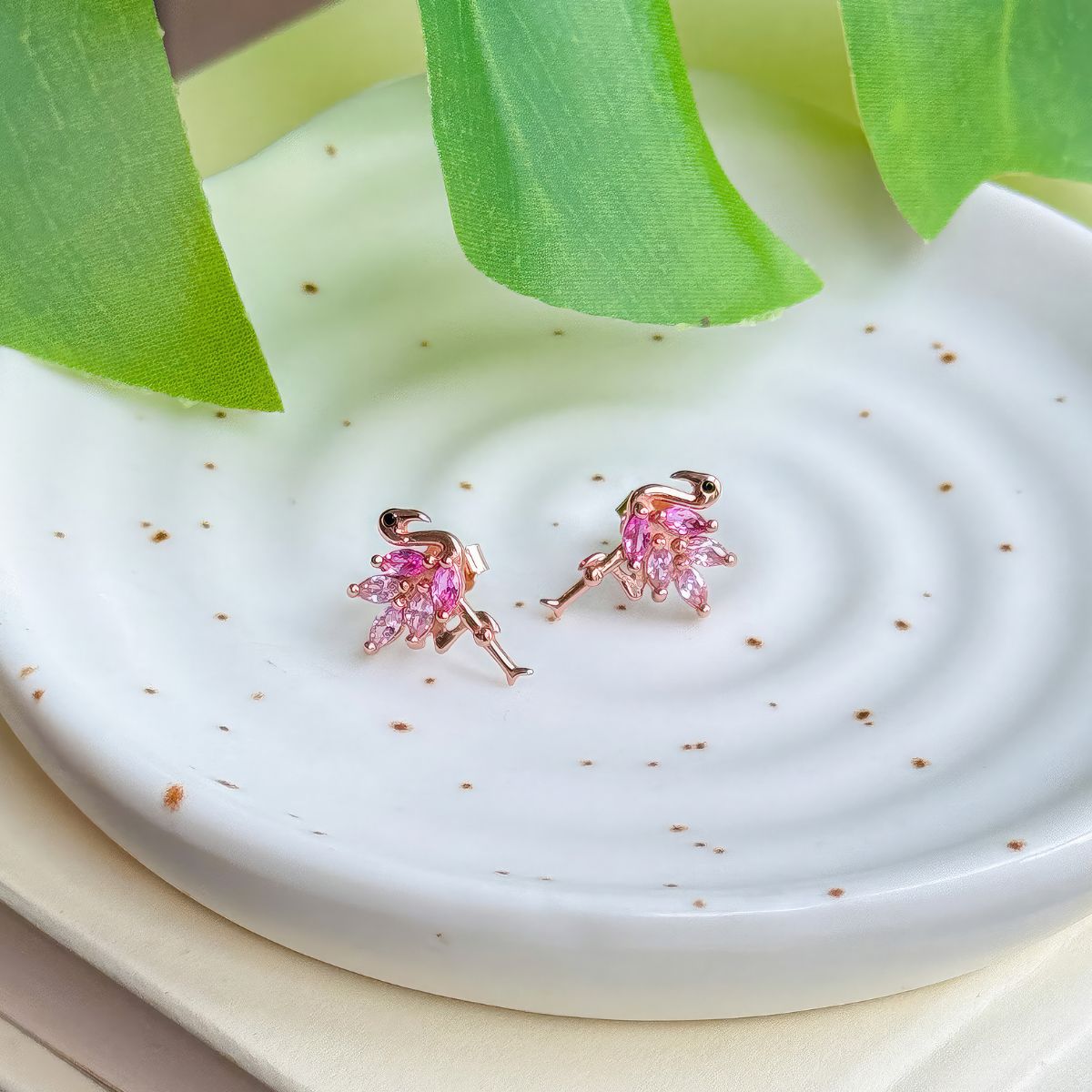 Sterling Silver Pink Flamingo Earrings