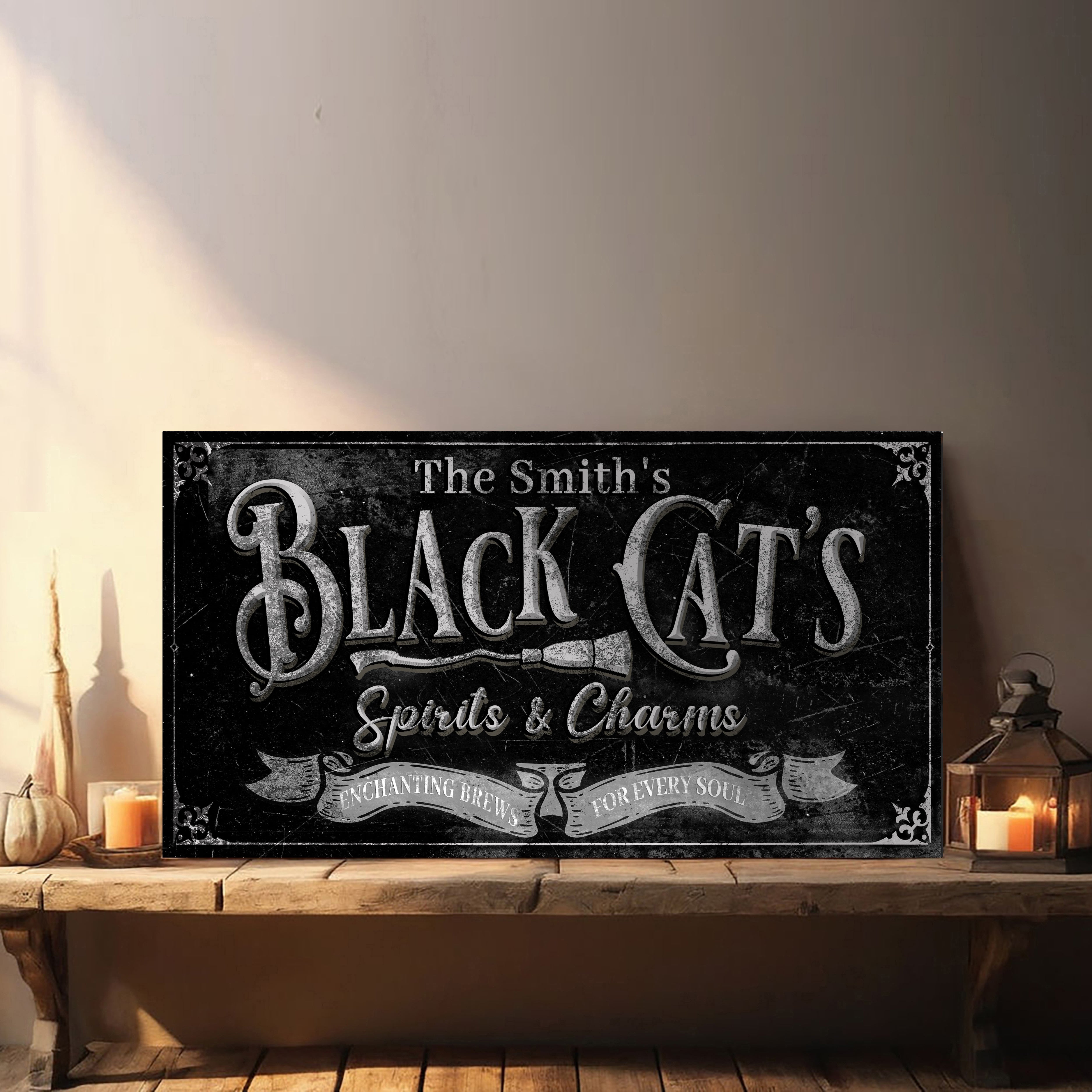 Black Cat’s Spirits &amp;amp; Charms Bar Halloween Sign III