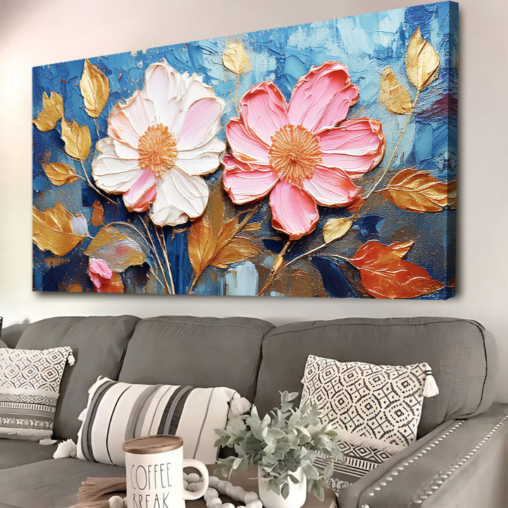 Golden Petals Impasto Wall Art