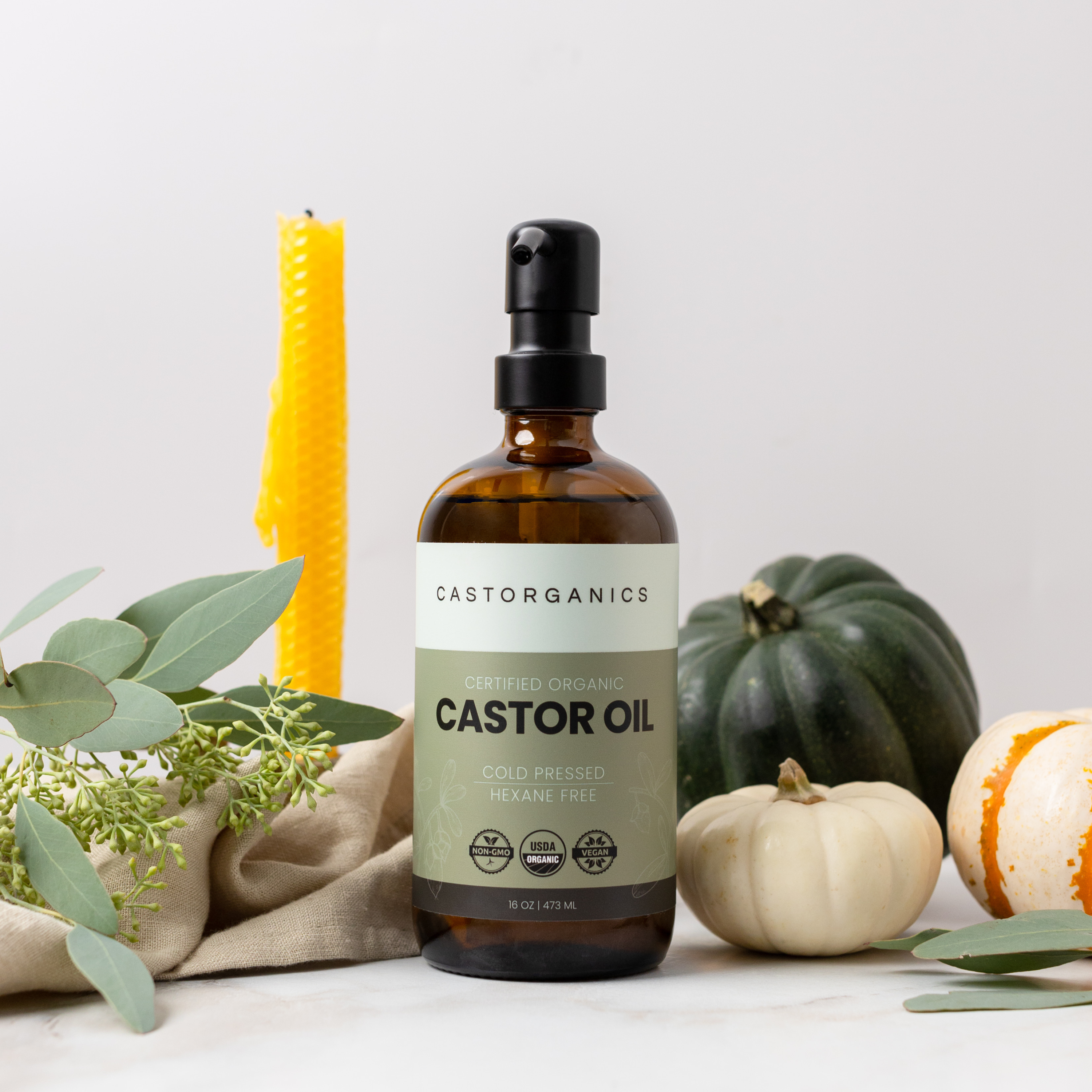 USDA Organic Castor Oil with Metal Pump