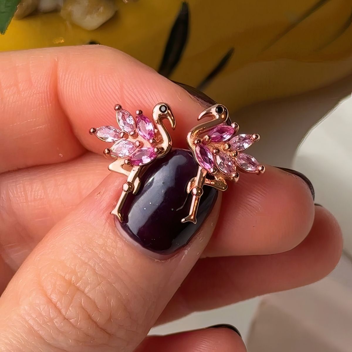 Sterling Silver Pink Flamingo Earrings