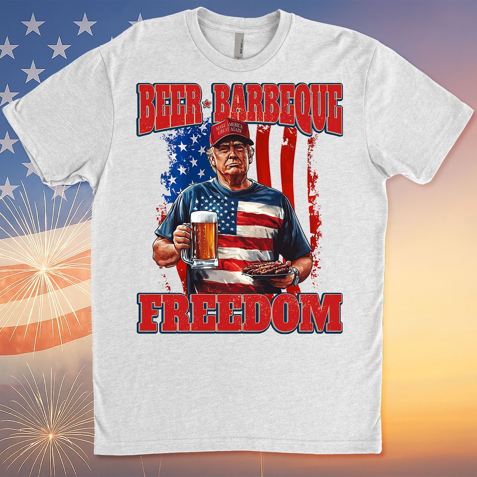 Beer BBQ Freedom Shirt | President Trump T-Shirt | Patriotic Flag Shirt | Independence Day Tee 682425 - GOP