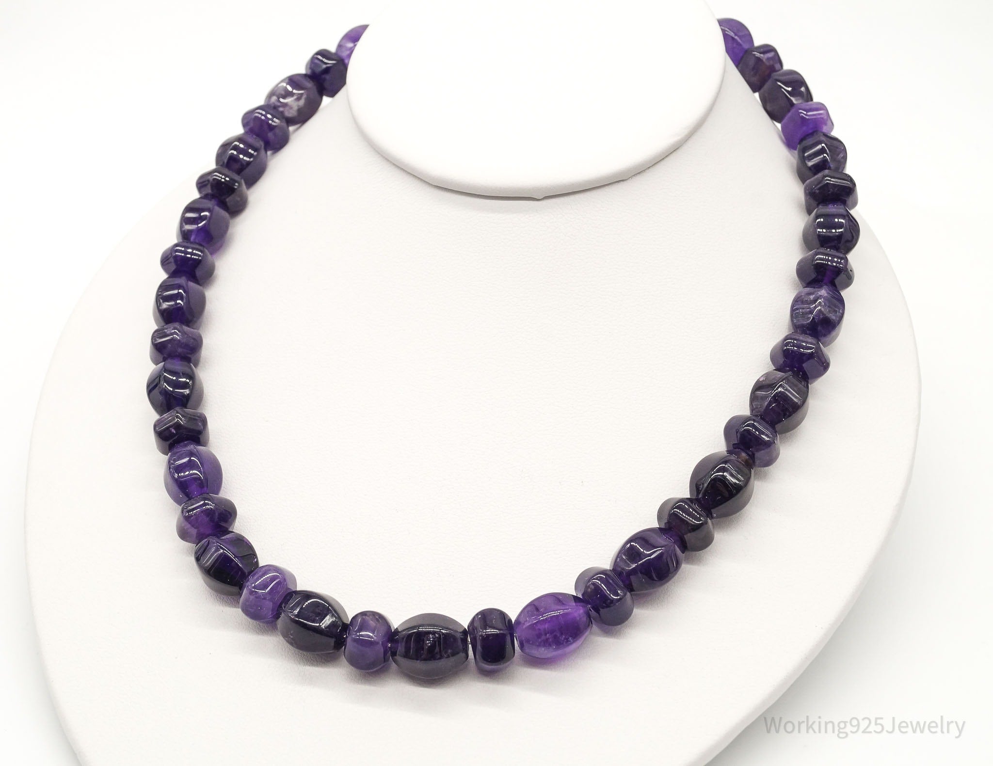 Vintage Desert Rose Trading Amethyst Bead Sterling Silver Necklace 20&amp;quot;