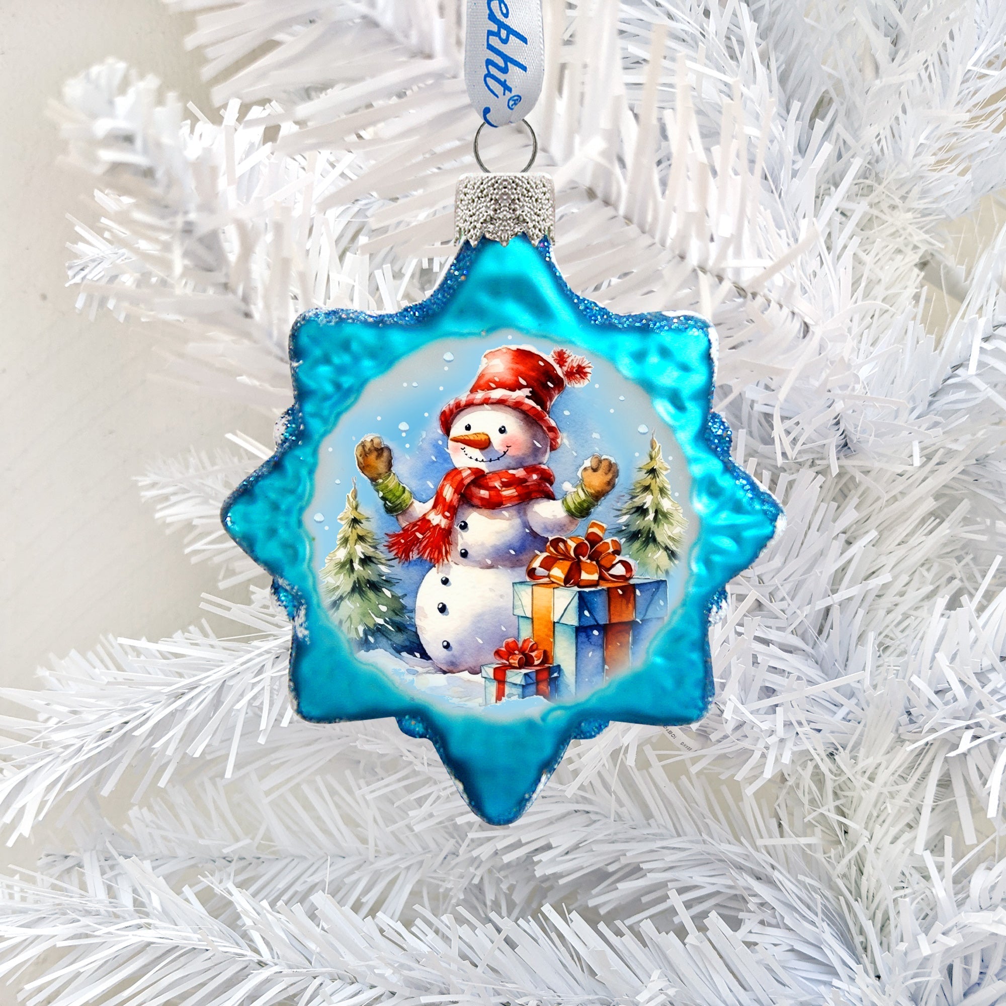 Snowman Gift Mercury Glass Ornaments by G. Debrekht - Christmas Santa Snowman Decor - 776021
