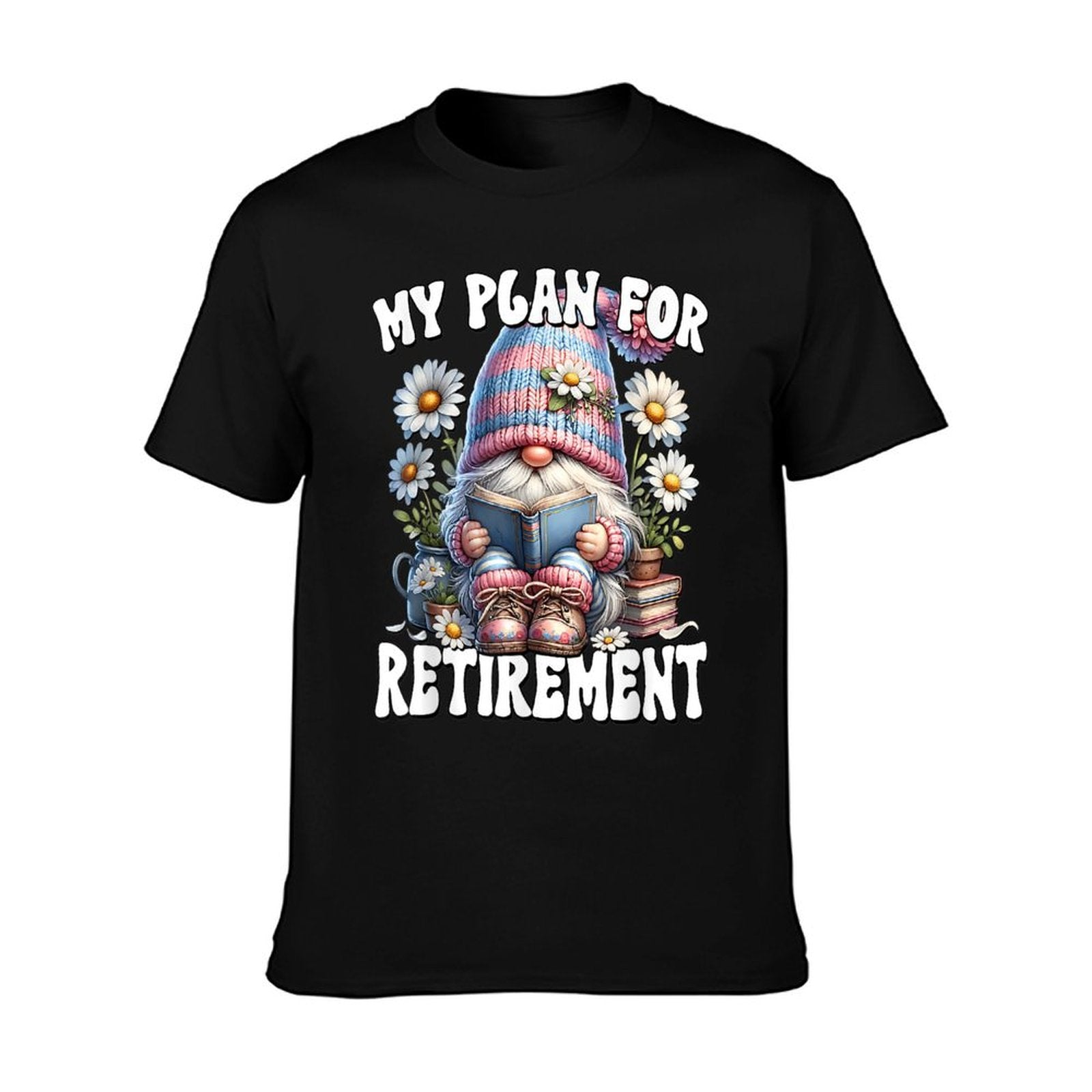Retired Teacher Gnome Reading A Book Funny Retirement Plan T-Shirt
