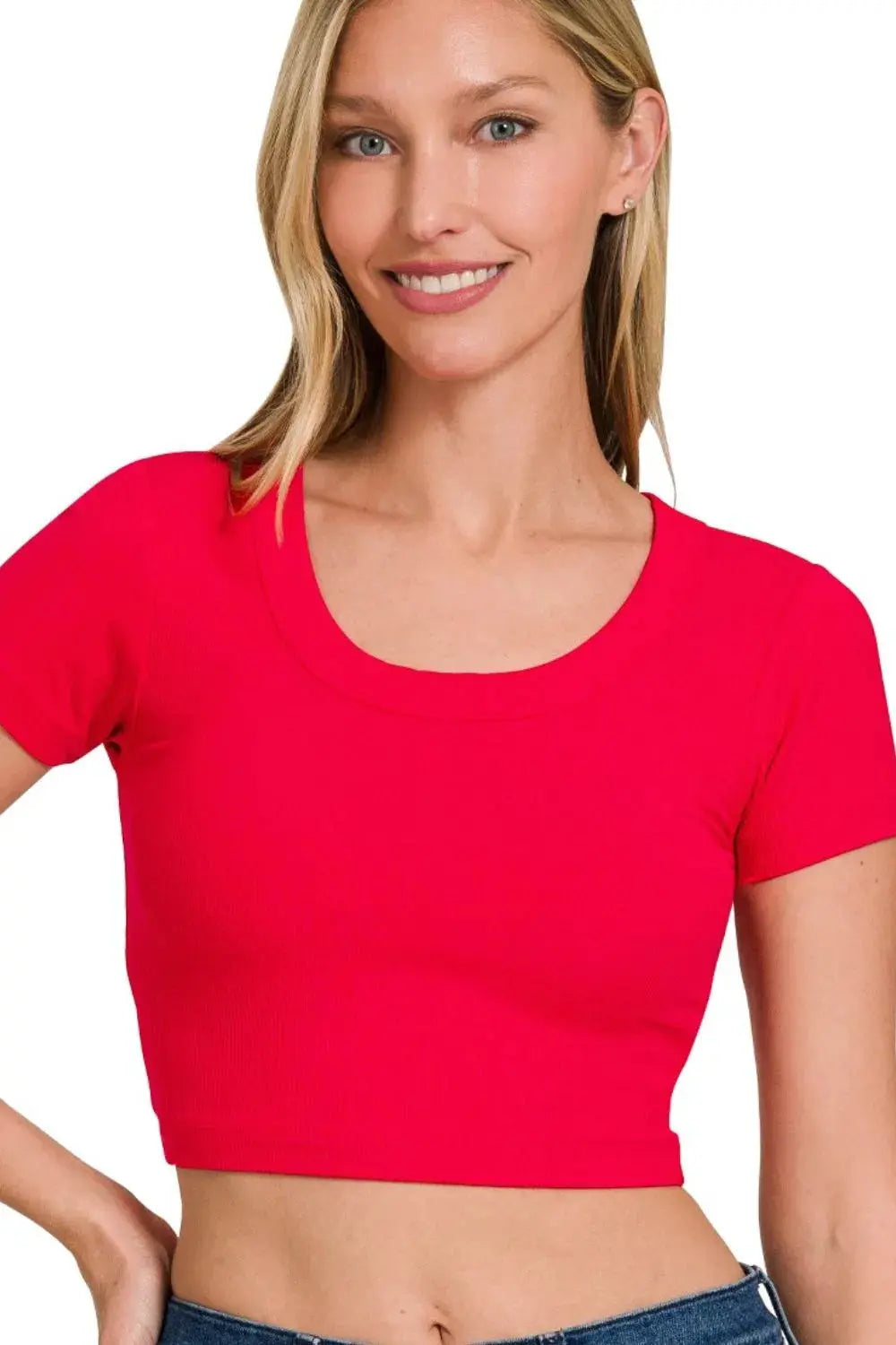 Trendsi Ribbed Crop Top Women&amp;#39;s Casual Tee - Soft &amp;amp; Stretchy