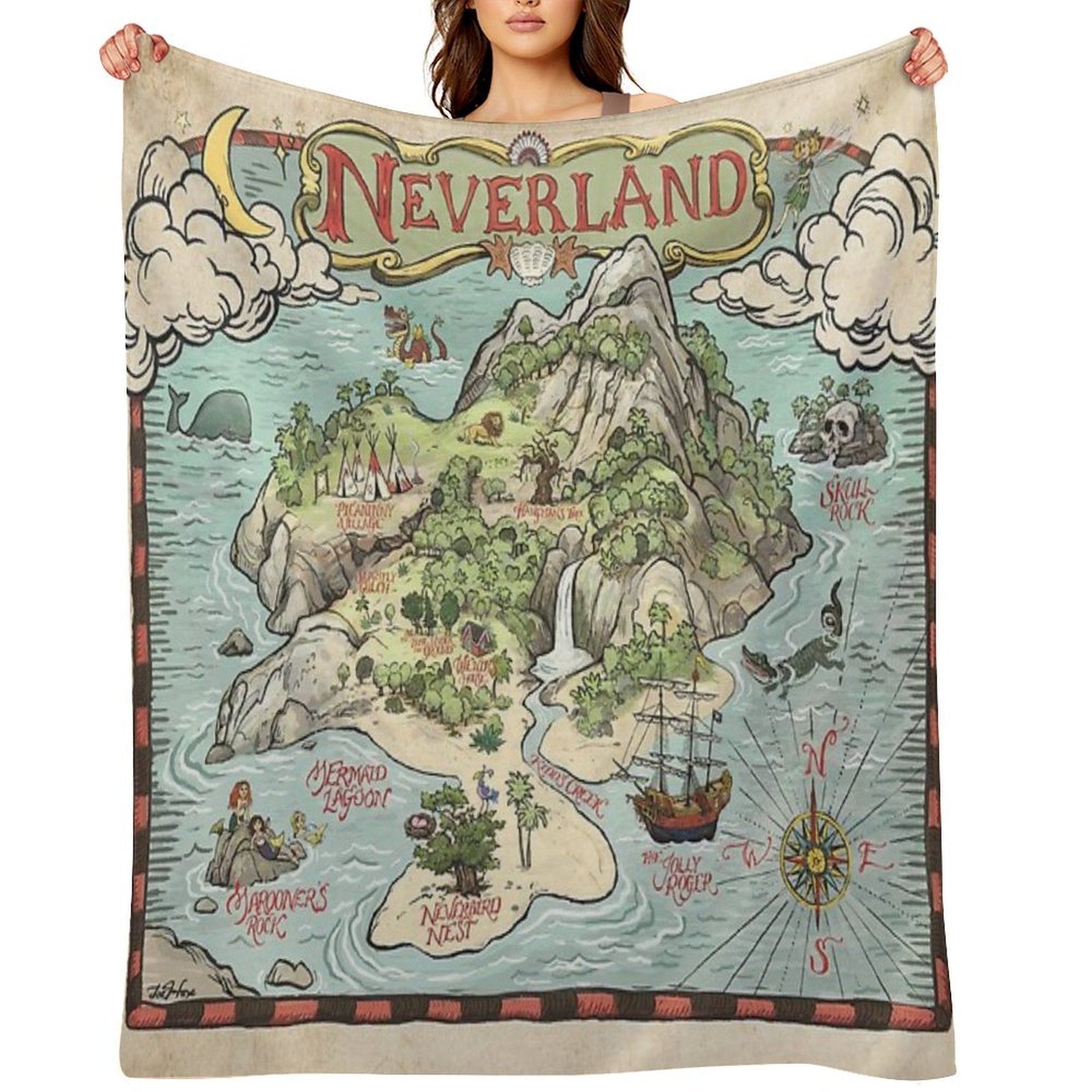Neverland Map Throw Blanket