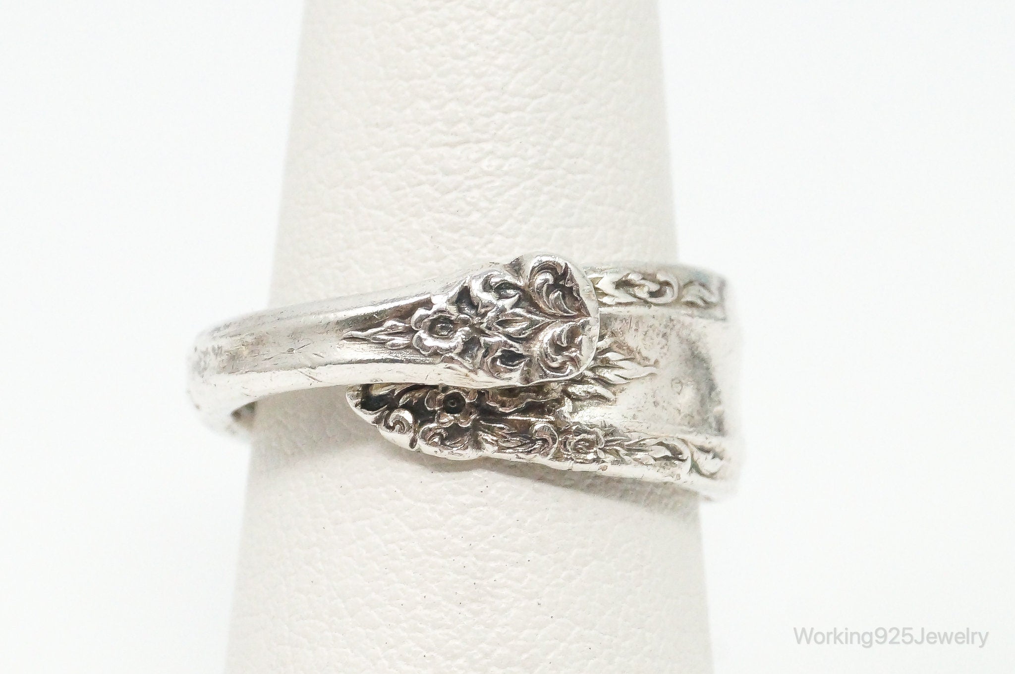Antique International Sterling Silver &amp;quot;Prelude&amp;quot; Floral Spoon Ring Size 6.5