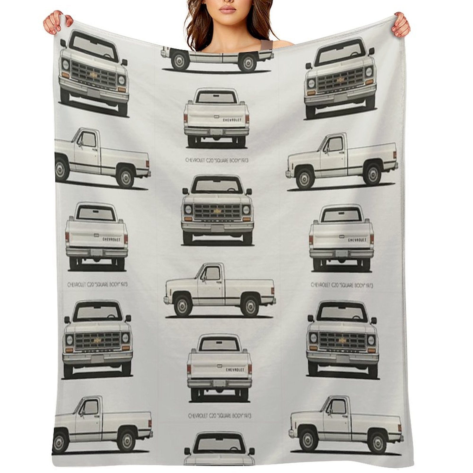 1973 C20 Square Body – Classic Chevy Pickup Triple-View Throw Blanket