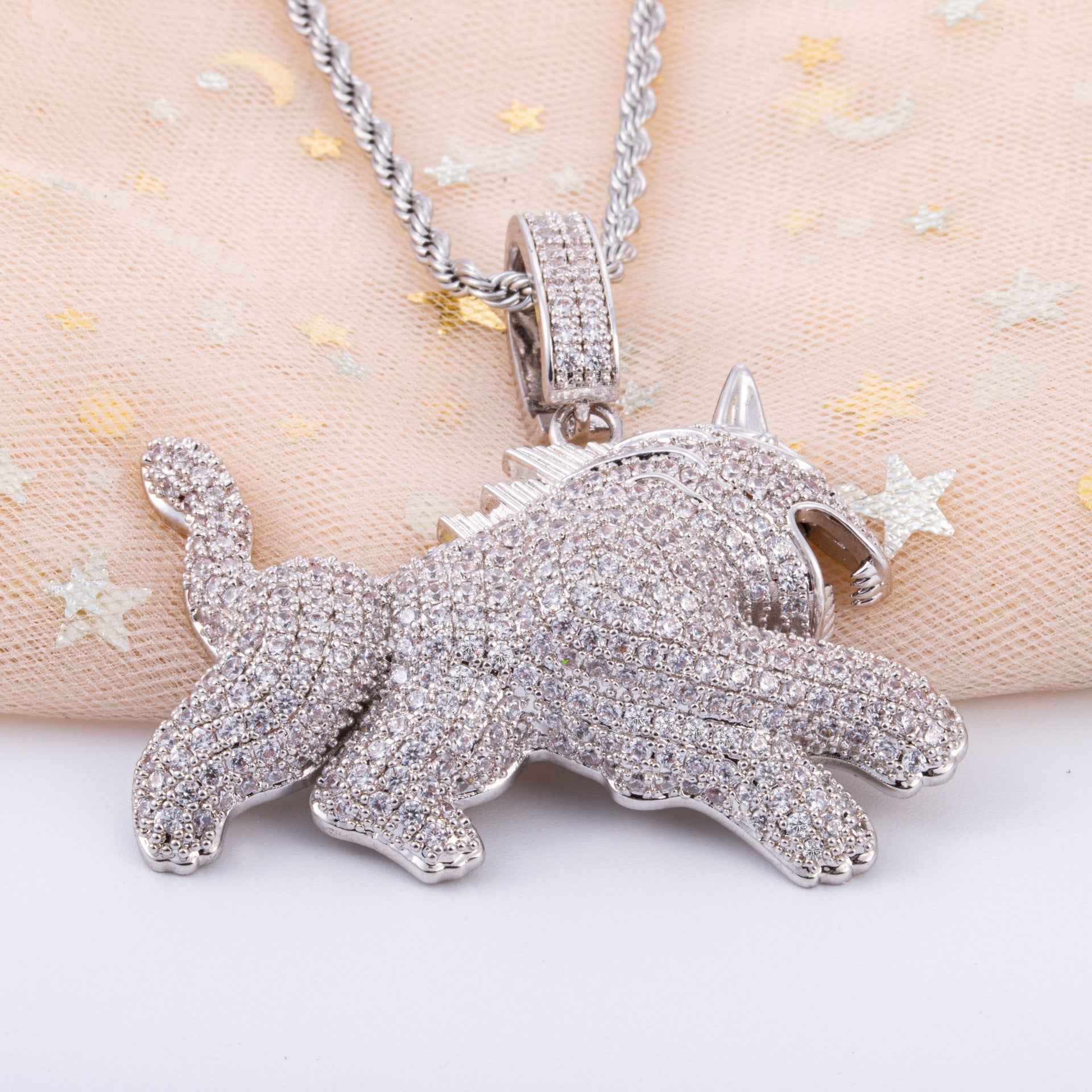 Hip Hop Leopard Pendant Necklace with Full Zircon for Men - Stylish Jewelry for Trendsetters