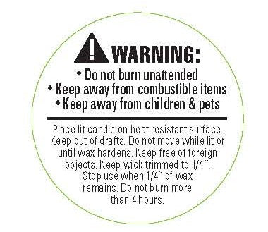 ASTM-Compliant Candle Caution Labels, Pack of 100