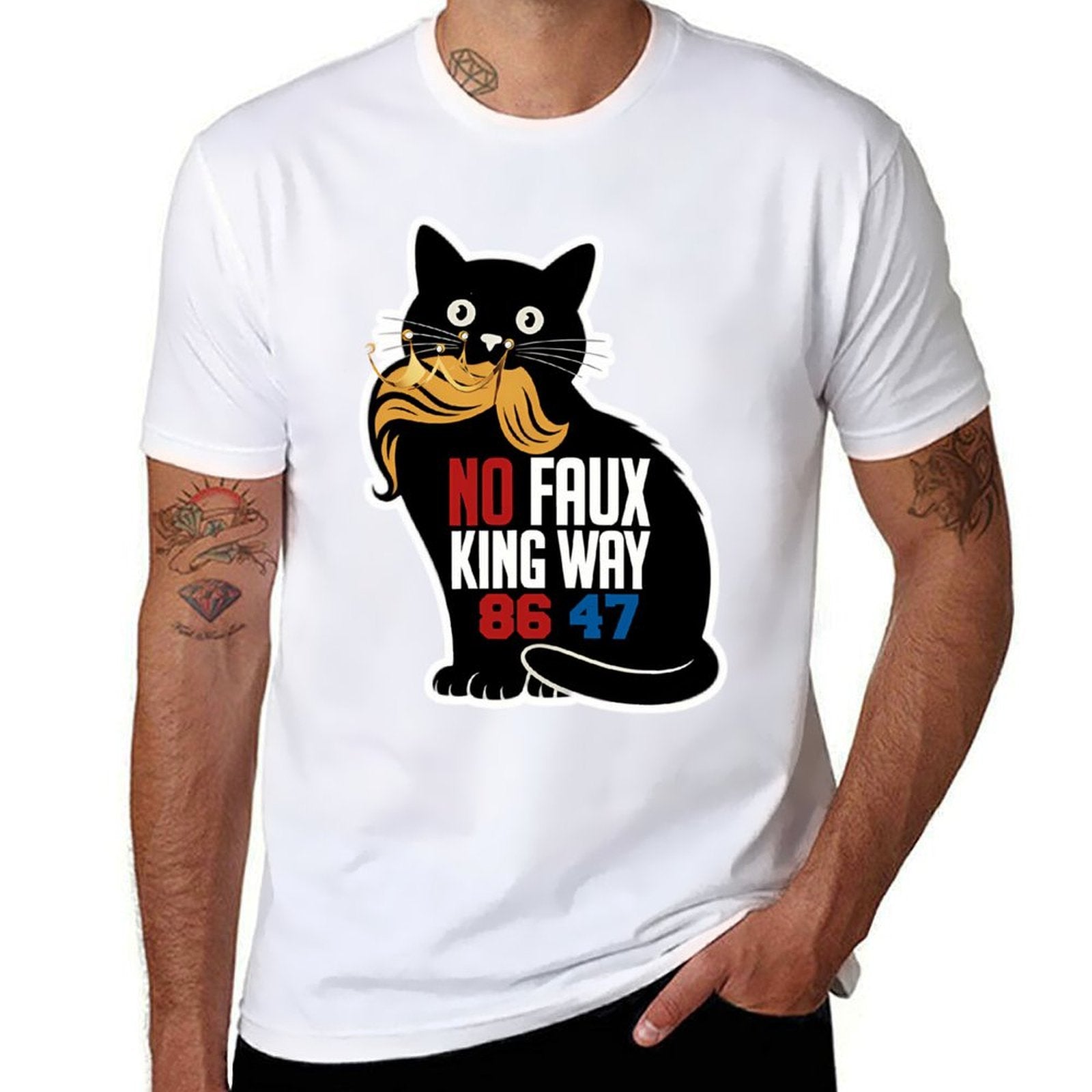 No Faux King Way 86 47 Funny Cat  Stretchy T-Shirt