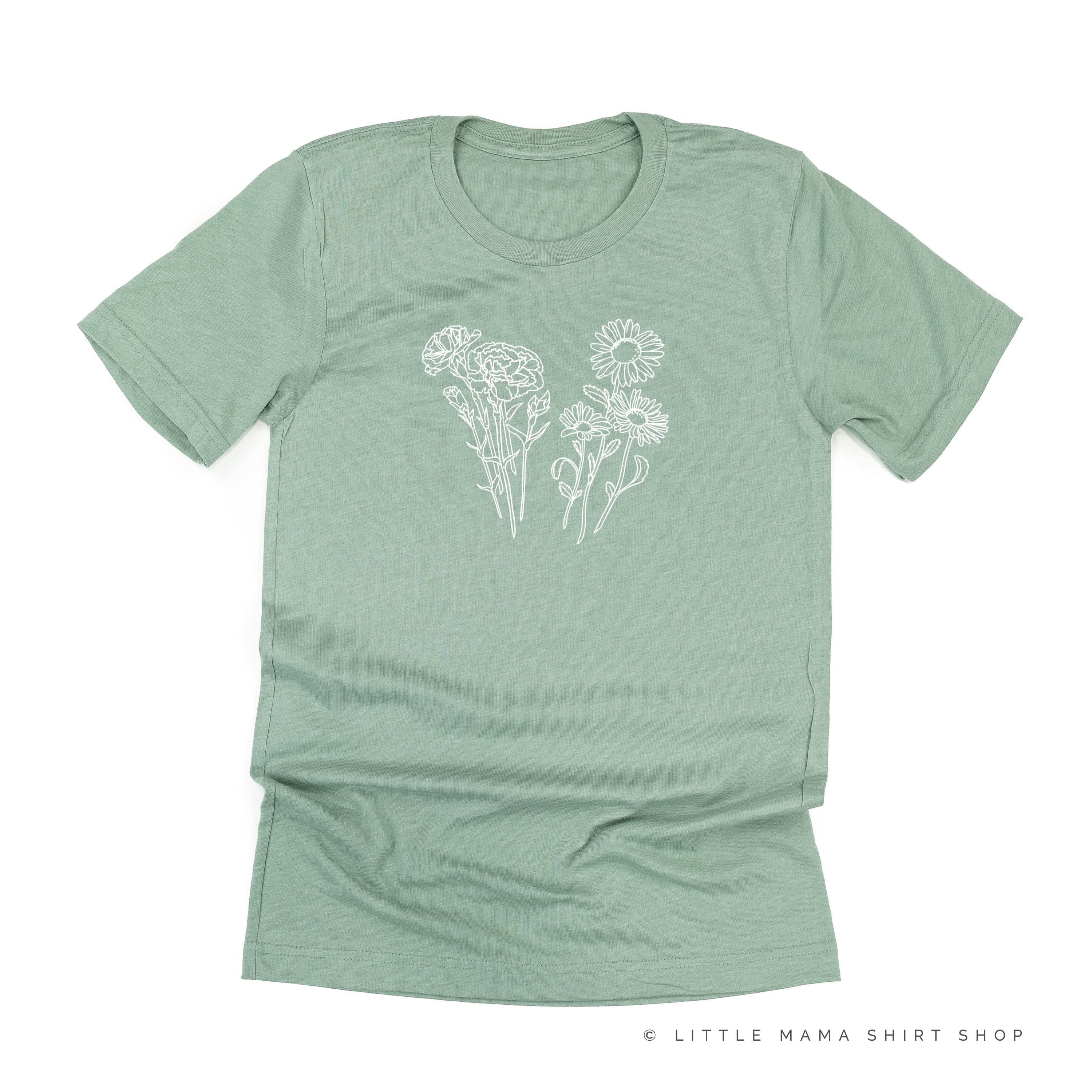 2 Across Birth Flowers - Build Your Own - Unisex Tee