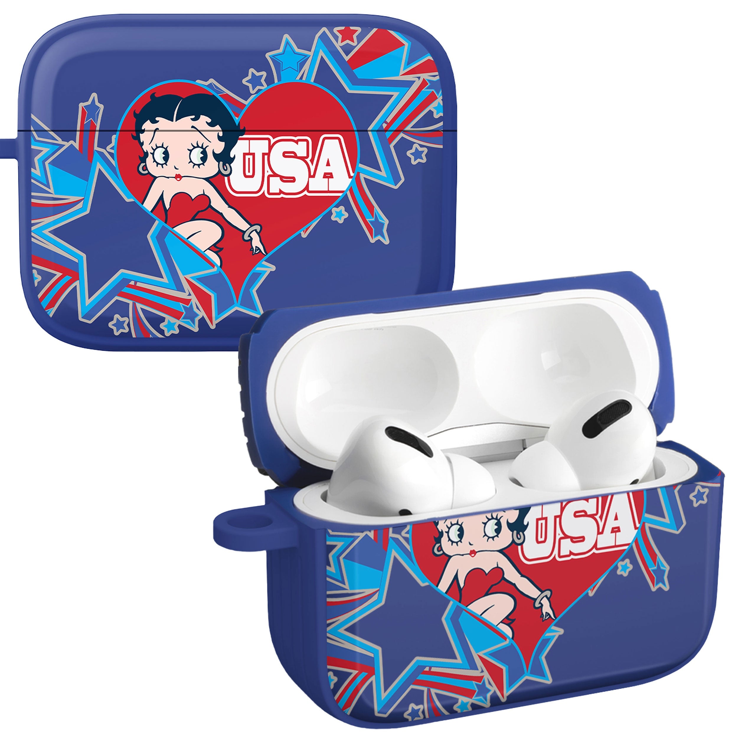 Betty Boop Red White &amp;amp; Boop HDX Apple AirPods Pro 1 &amp;amp; 2 Case Cover