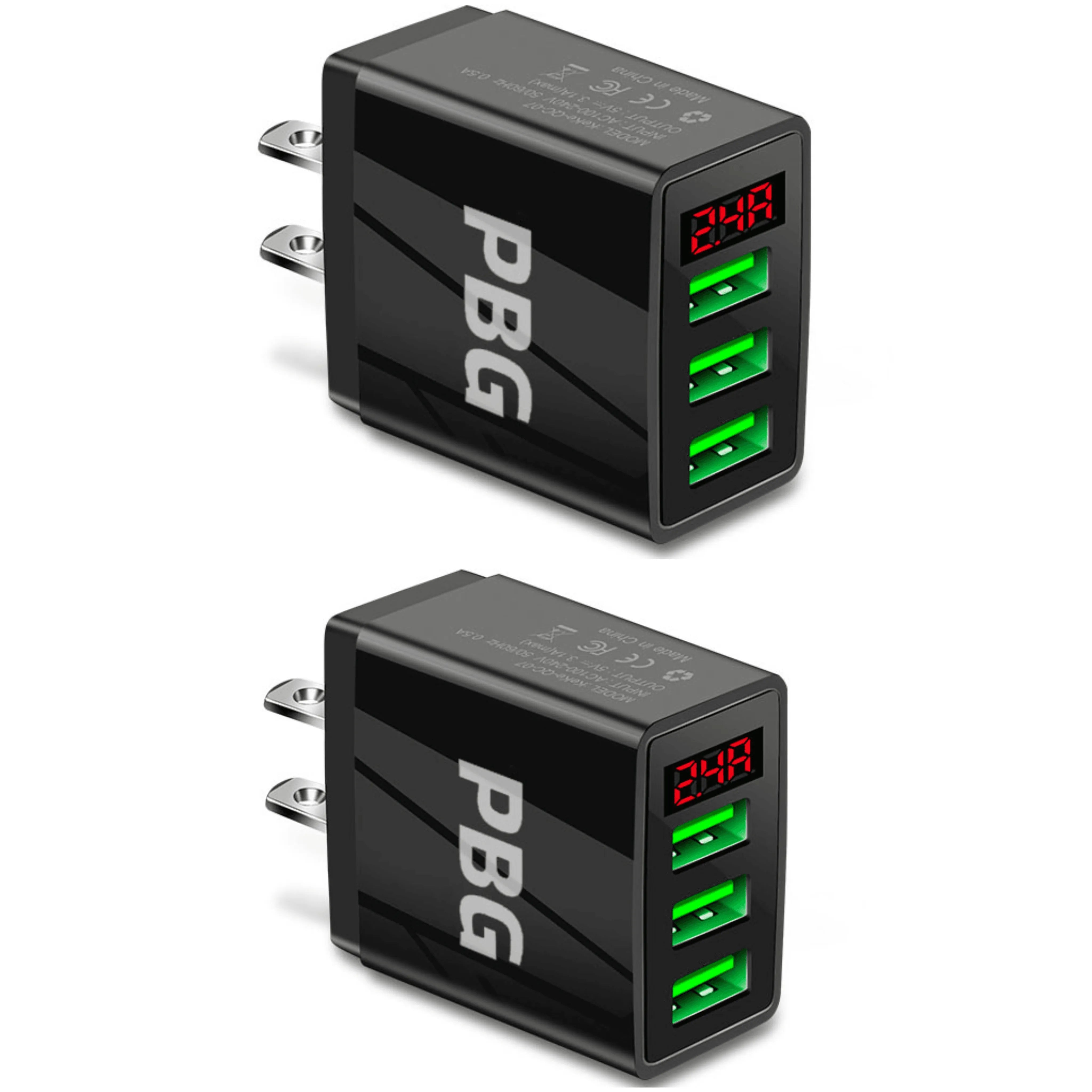 3-Port USB Quick Wall Charger with LED Voltage Display - Safe &amp;amp; Fast Charging