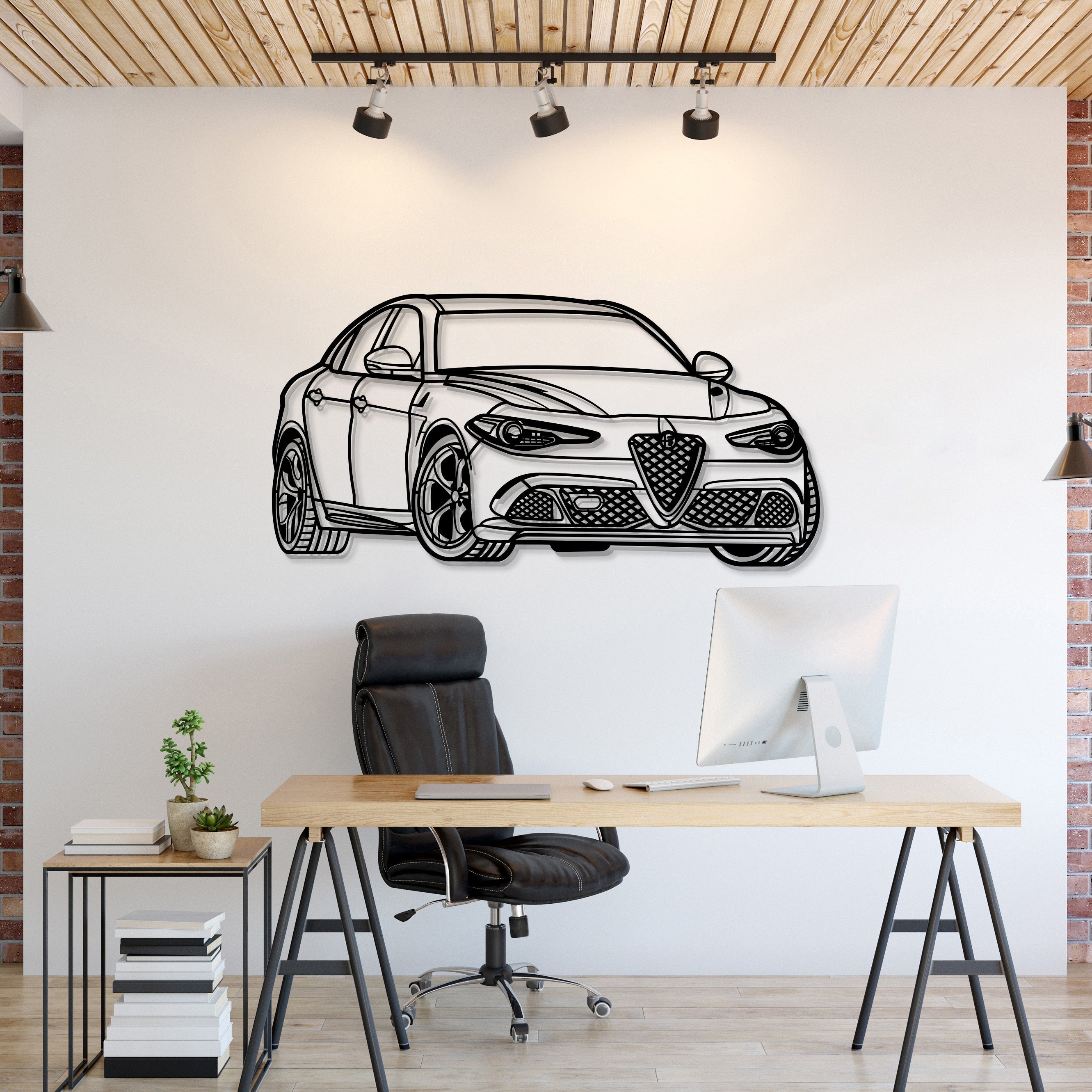 Guilia Quadrifoglio Perspective Metal Car Wall Art - MT1237