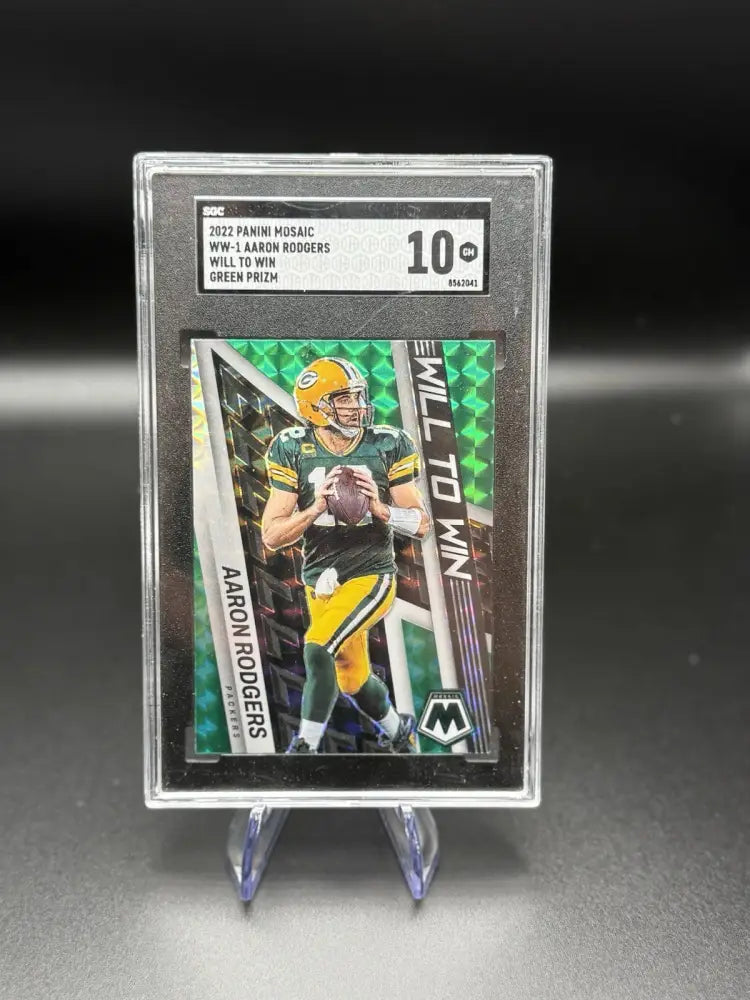 2022 Mosaic Aaron Rodgers Will to Win Green Prizm #WW-1 SGC 10 Gem Mint