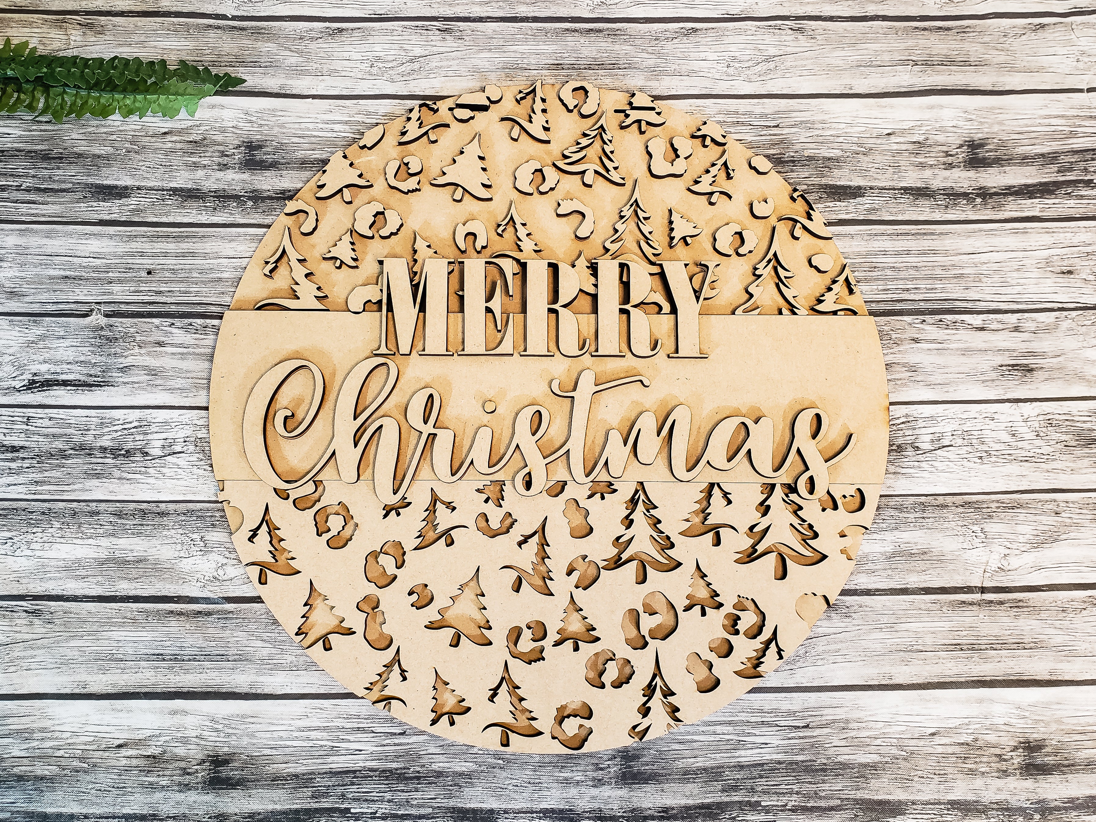 Leopard Print Merry Christmas Door Hanger DIY Unfinished Kit