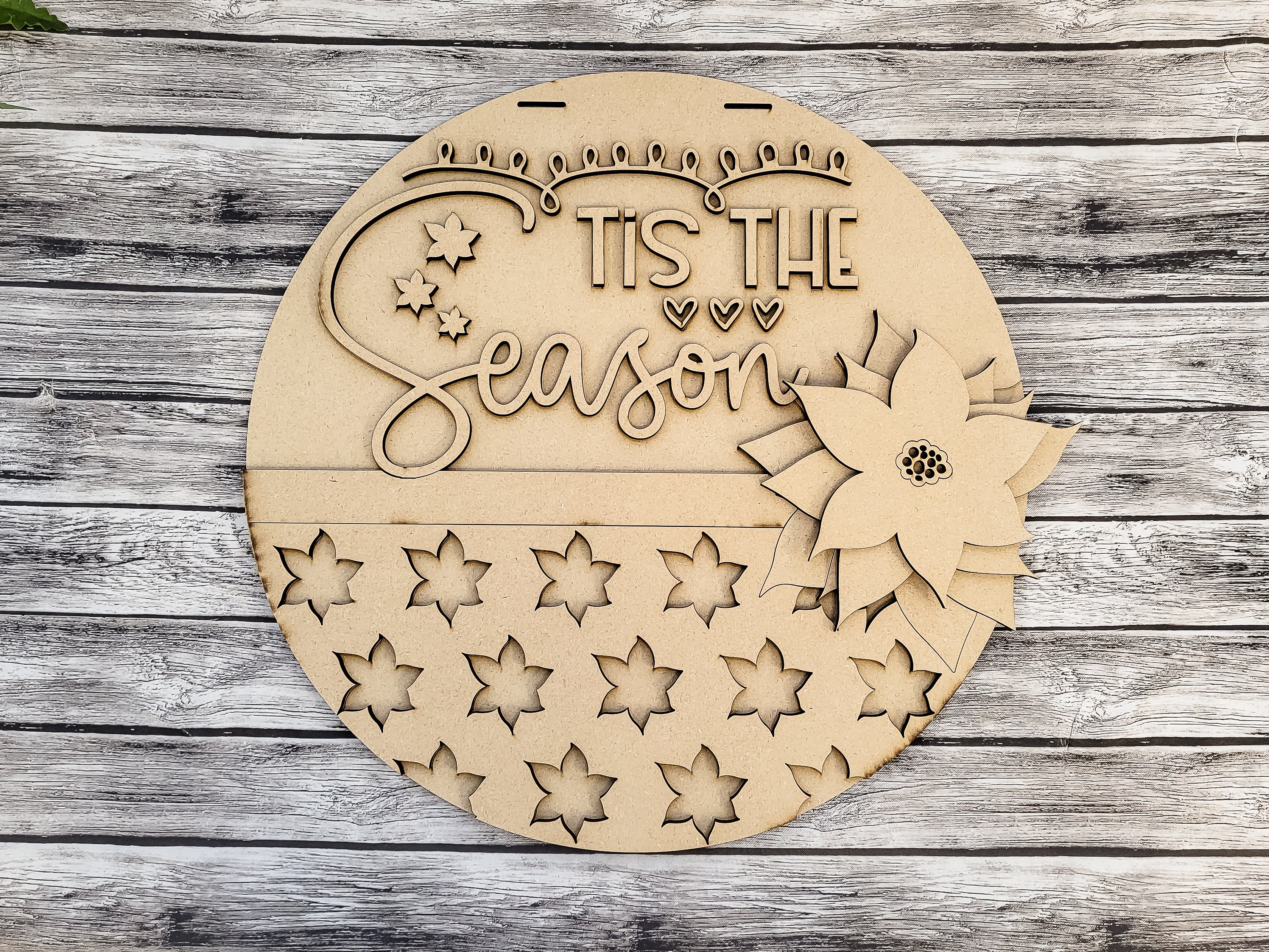 Tis The Season Christmas Door Hanger DIY Unfinished Kit