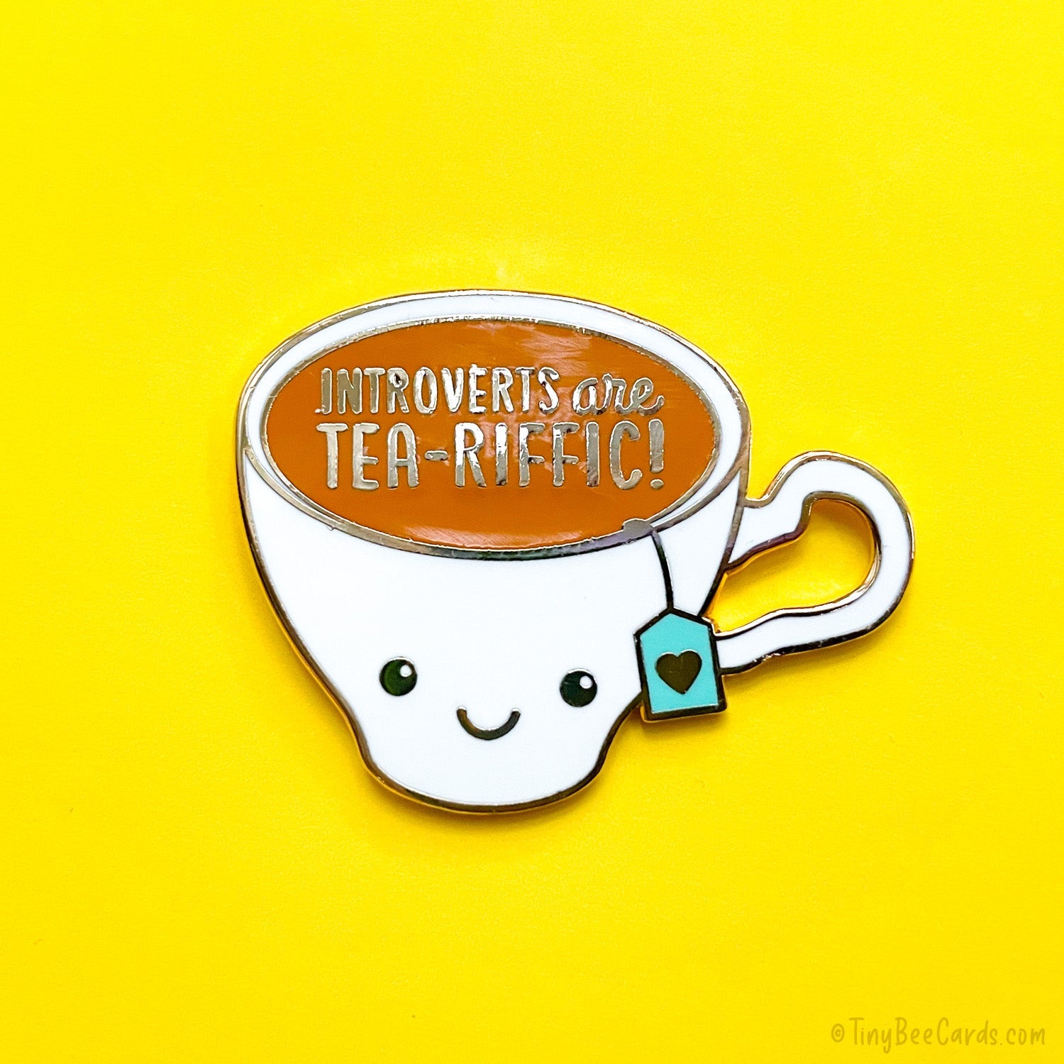 Introvert Enamel Pin &amp;quot;Introverts are Tea-Riffic&amp;quot;