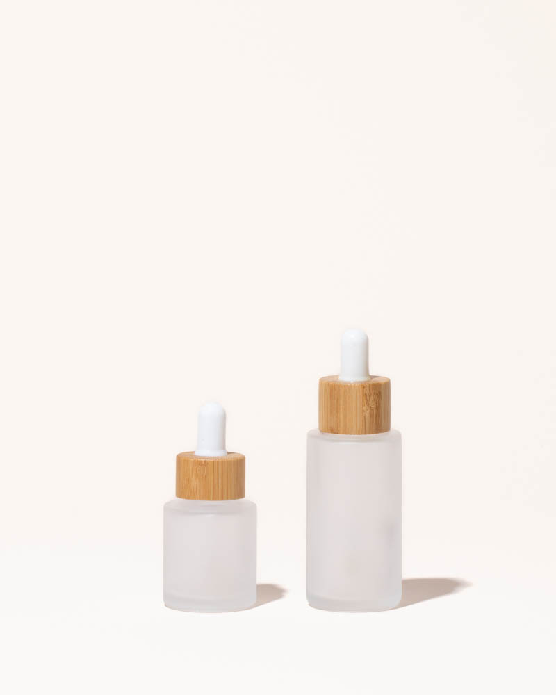 1.3oz / 40ml frosted glass &amp; bamboo dropper bottle