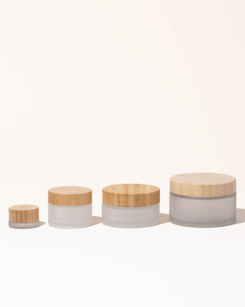 0.17oz / 5ml frosted glass &amp; bamboo jar