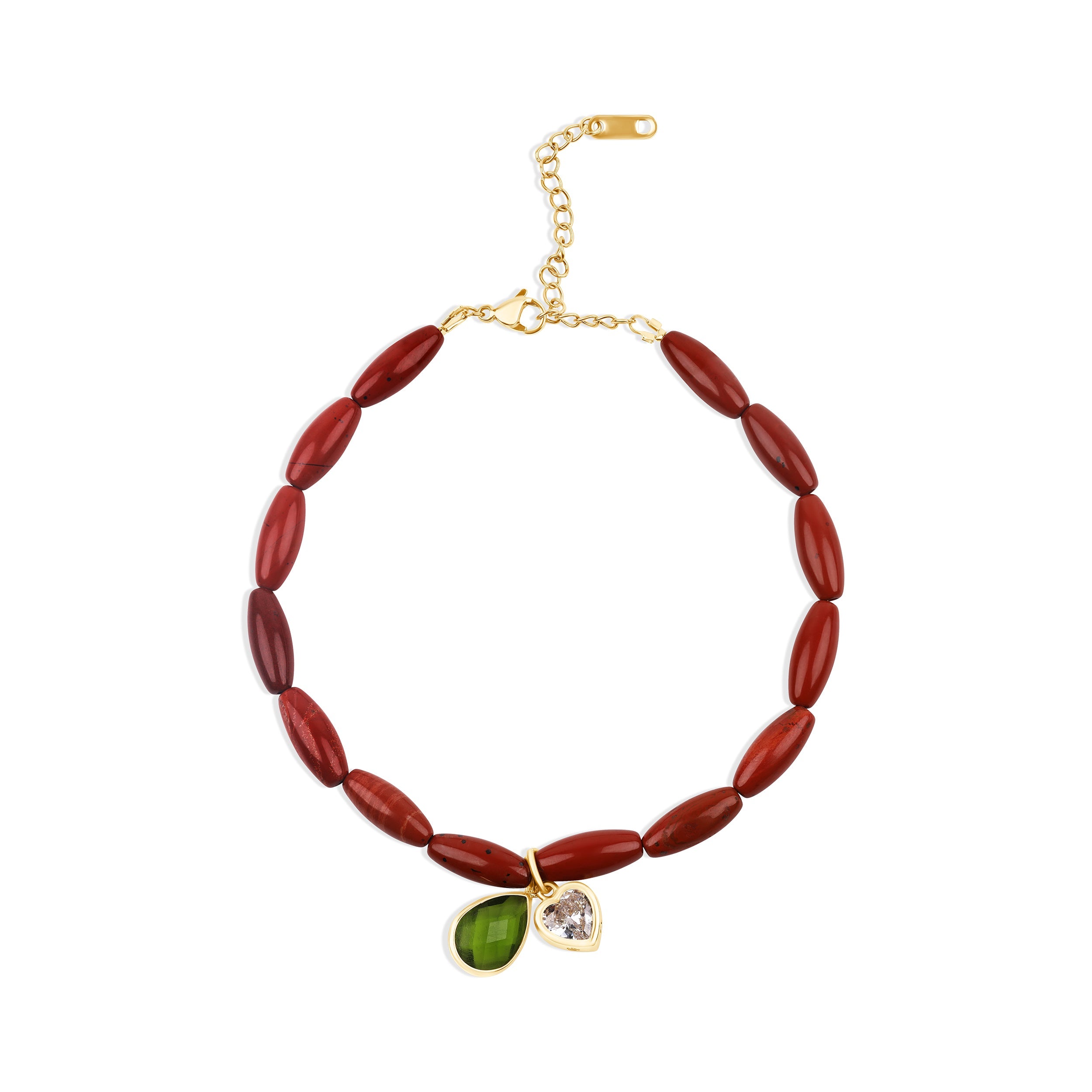 Red Jasper Anklet with Gem Charms