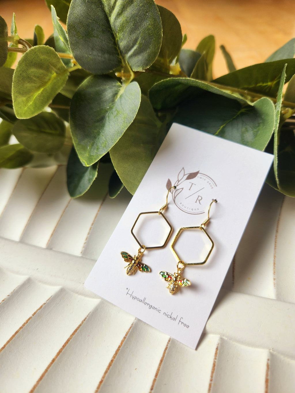 Golden bee earrings