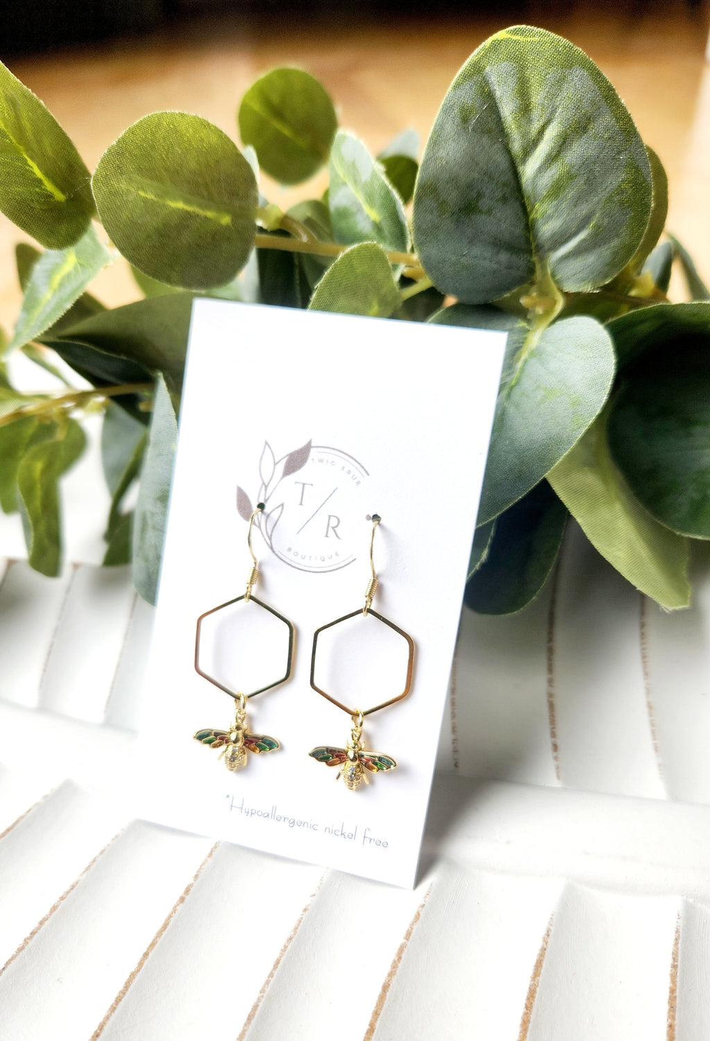 Golden bee earrings