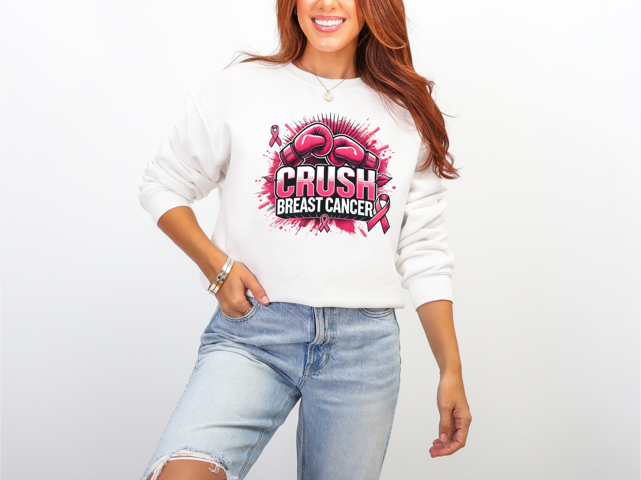 Crush Breast Cancer Awareness Crewneck Sweatshirt – Gildan 18000 (S–4XL)