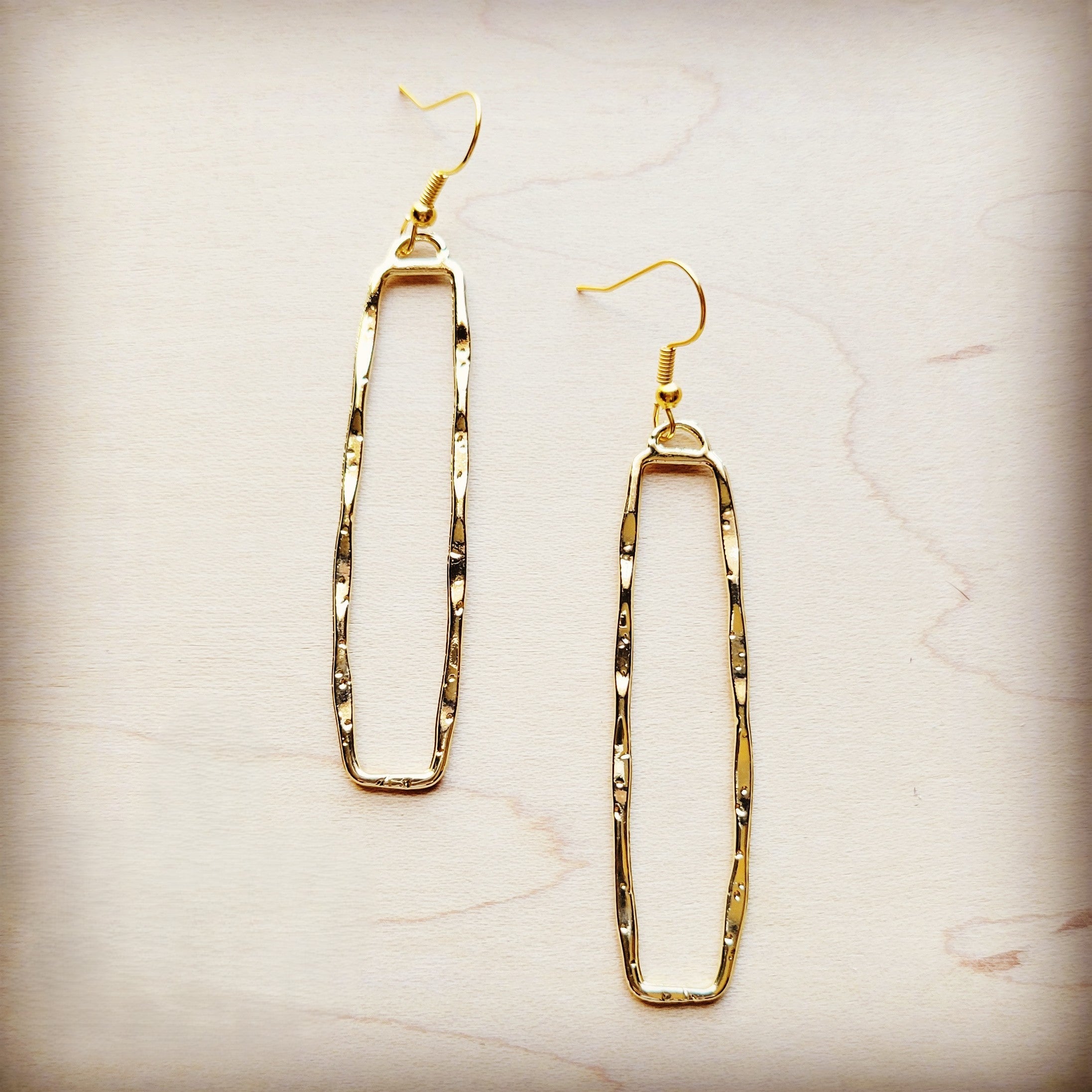 Golden Rectangle Dangle Earrings 212o