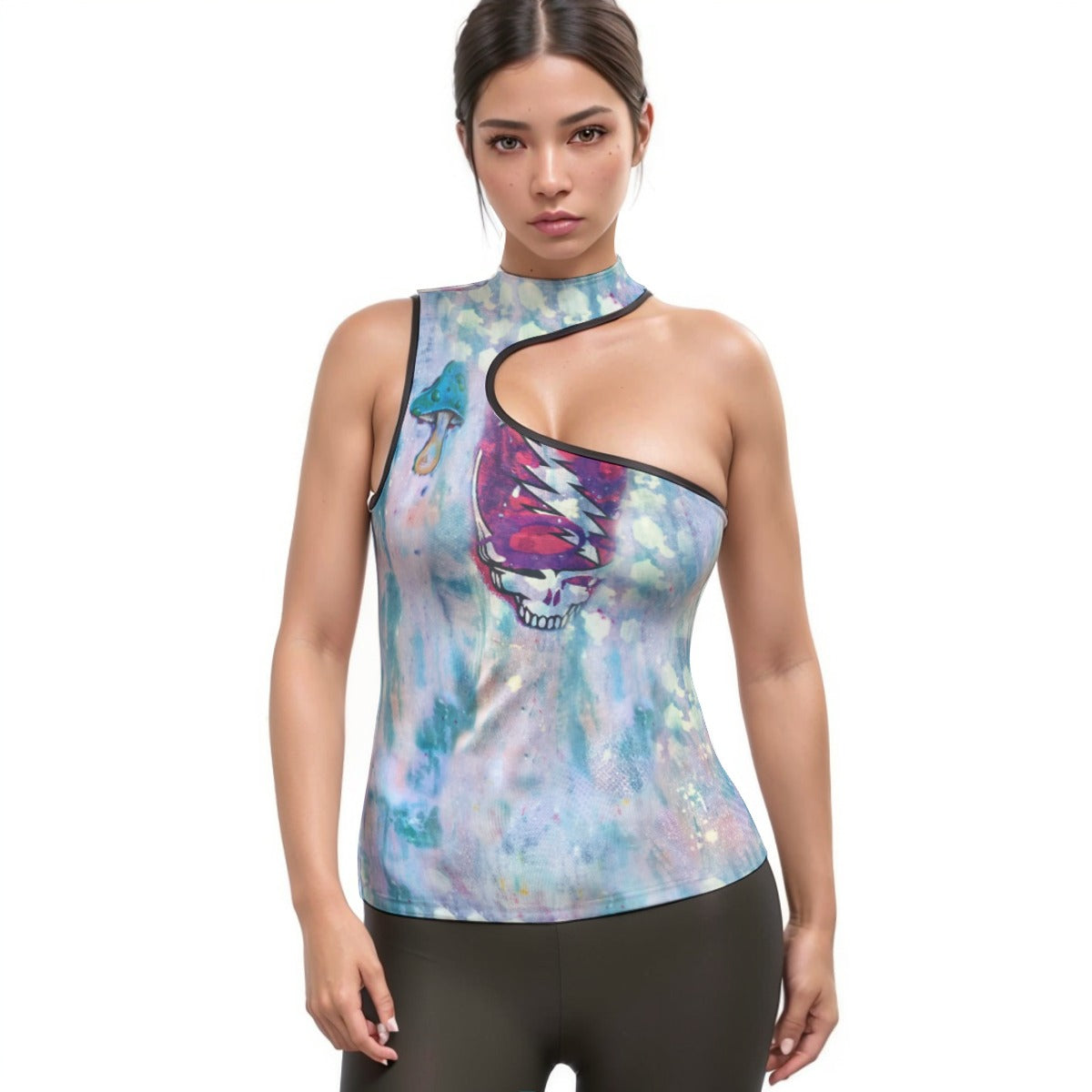 IKO IKO Women&amp;#39;s Halter Sleeveless Asymmetrical Tank Top