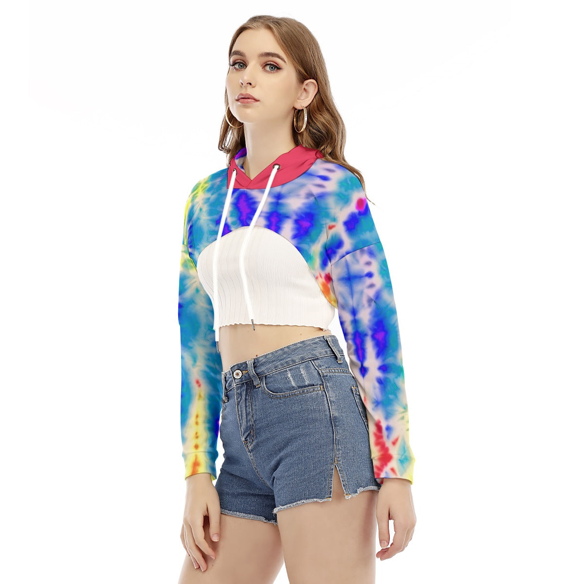 Color Burst Tye Dye Women&amp;#39;s Smock Short Hoodie