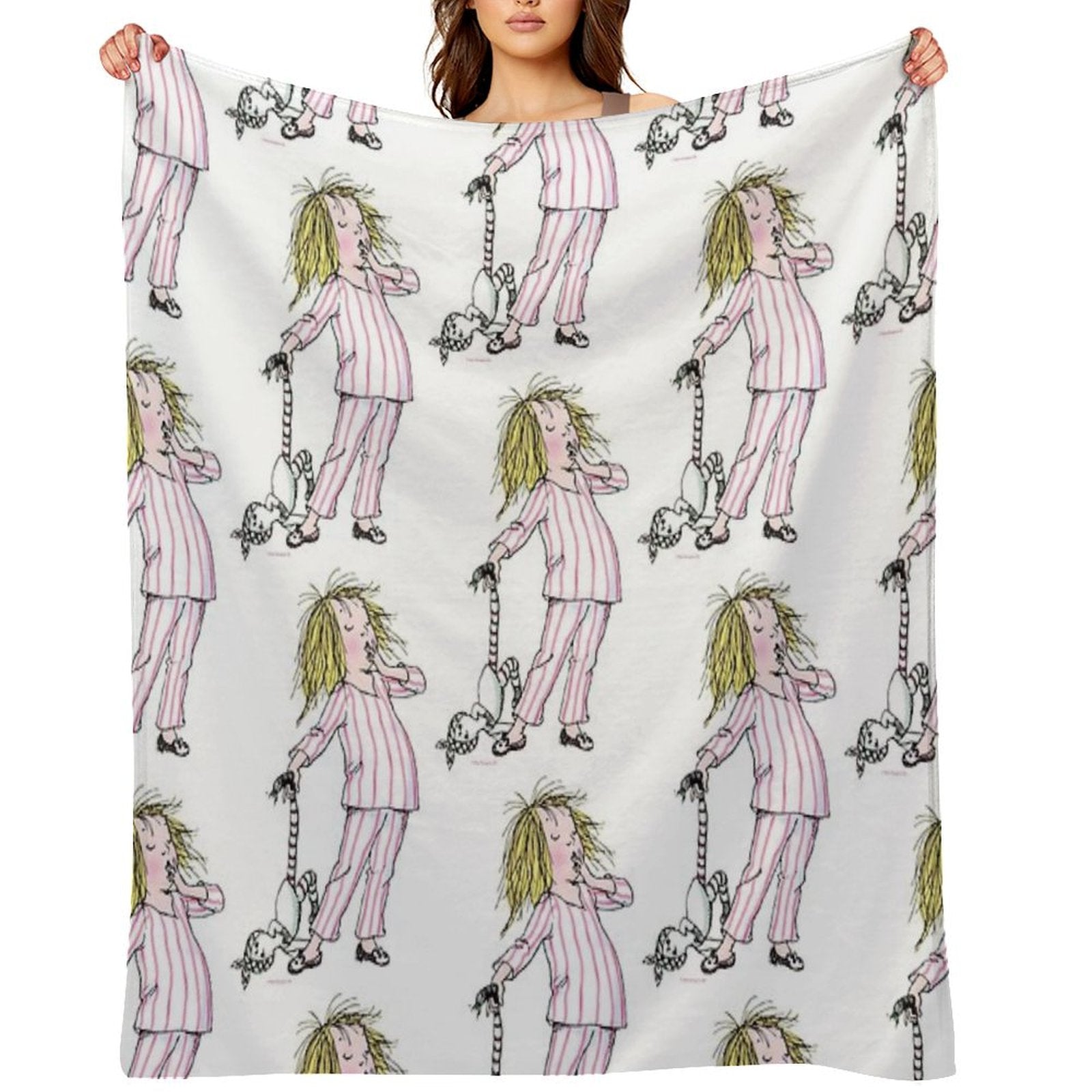Yawning Eloise in Her Pajamas Throw Blanket