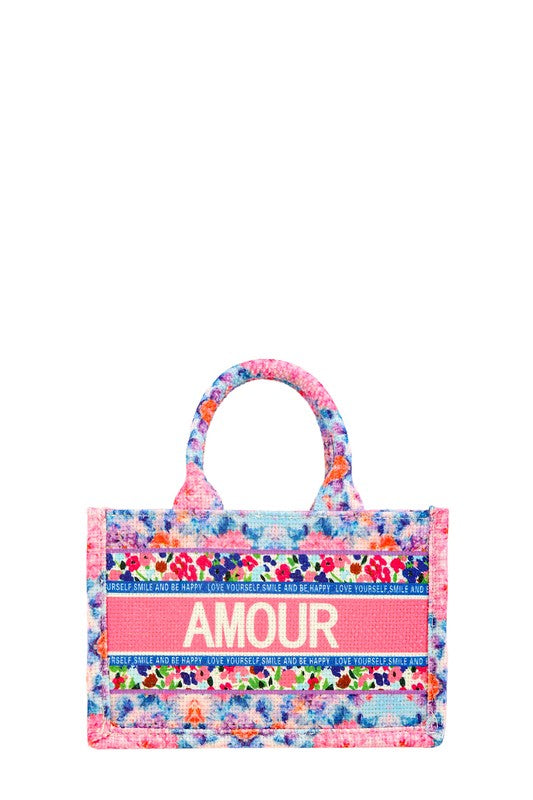 “AMOUR” Flower Small Tote Bag